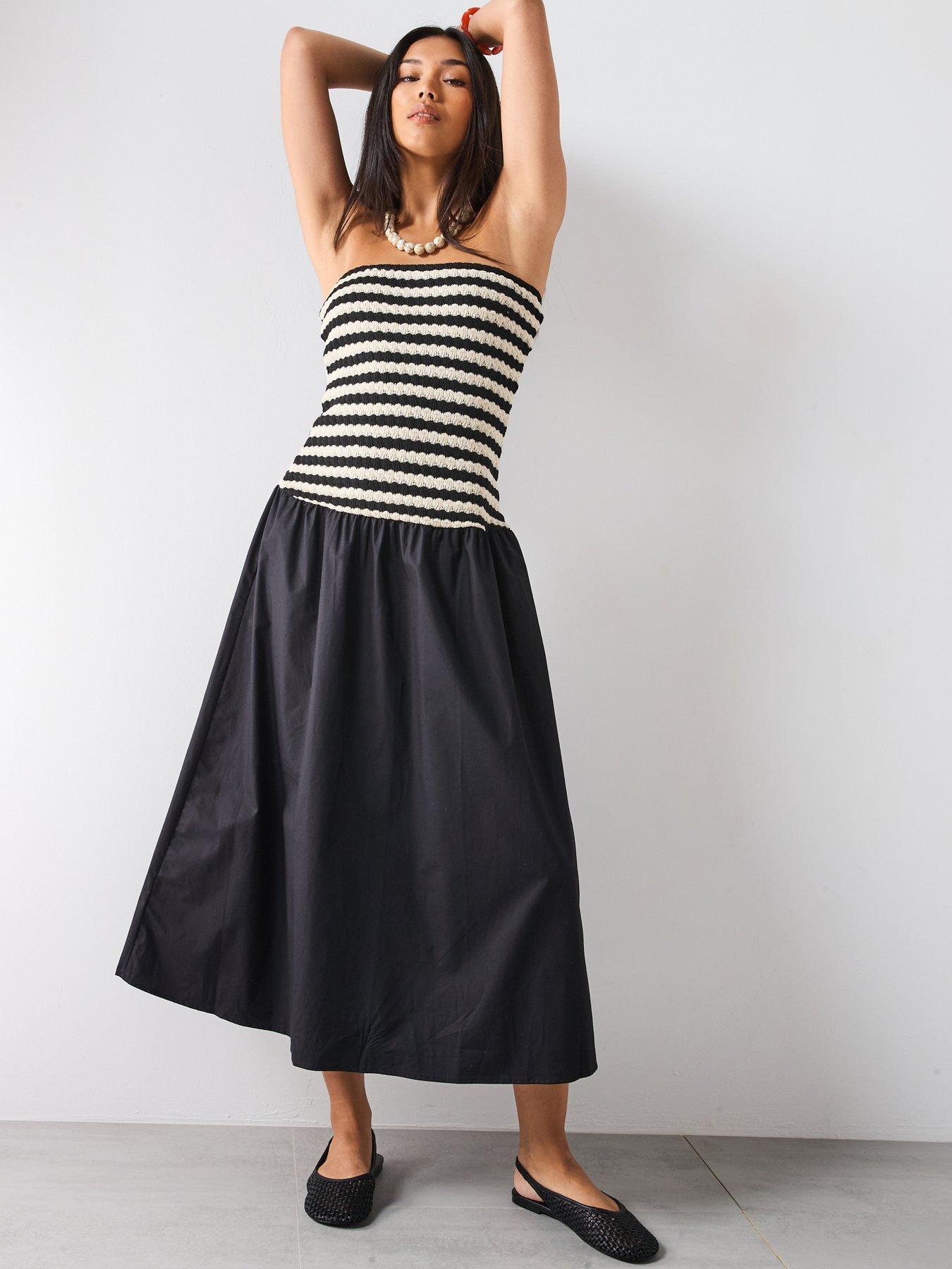 mango-combined-striped-strapless-dress-blackdetail