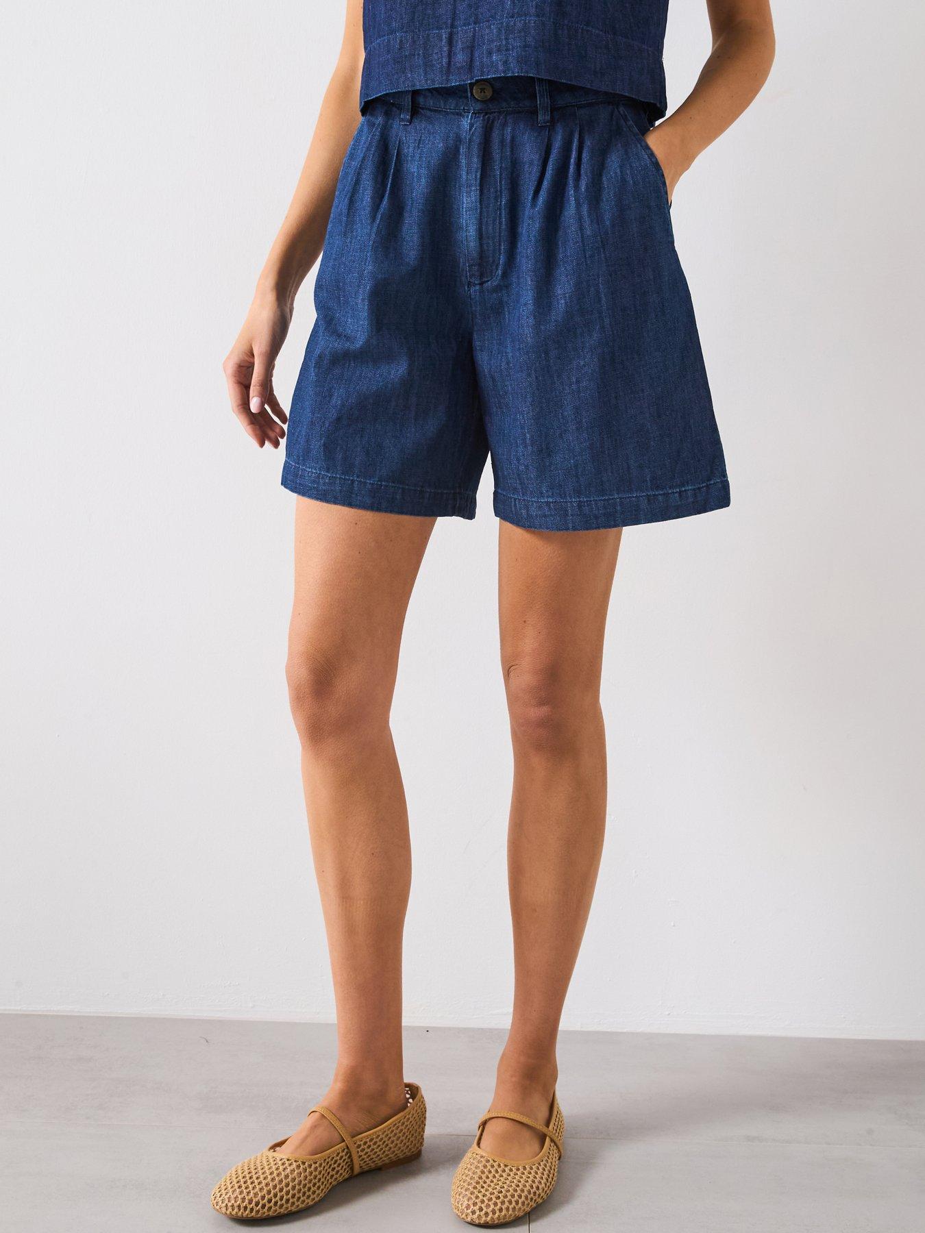 Image of Mango Rinse Wash Denim Bermuda Shorts - Dark Blue