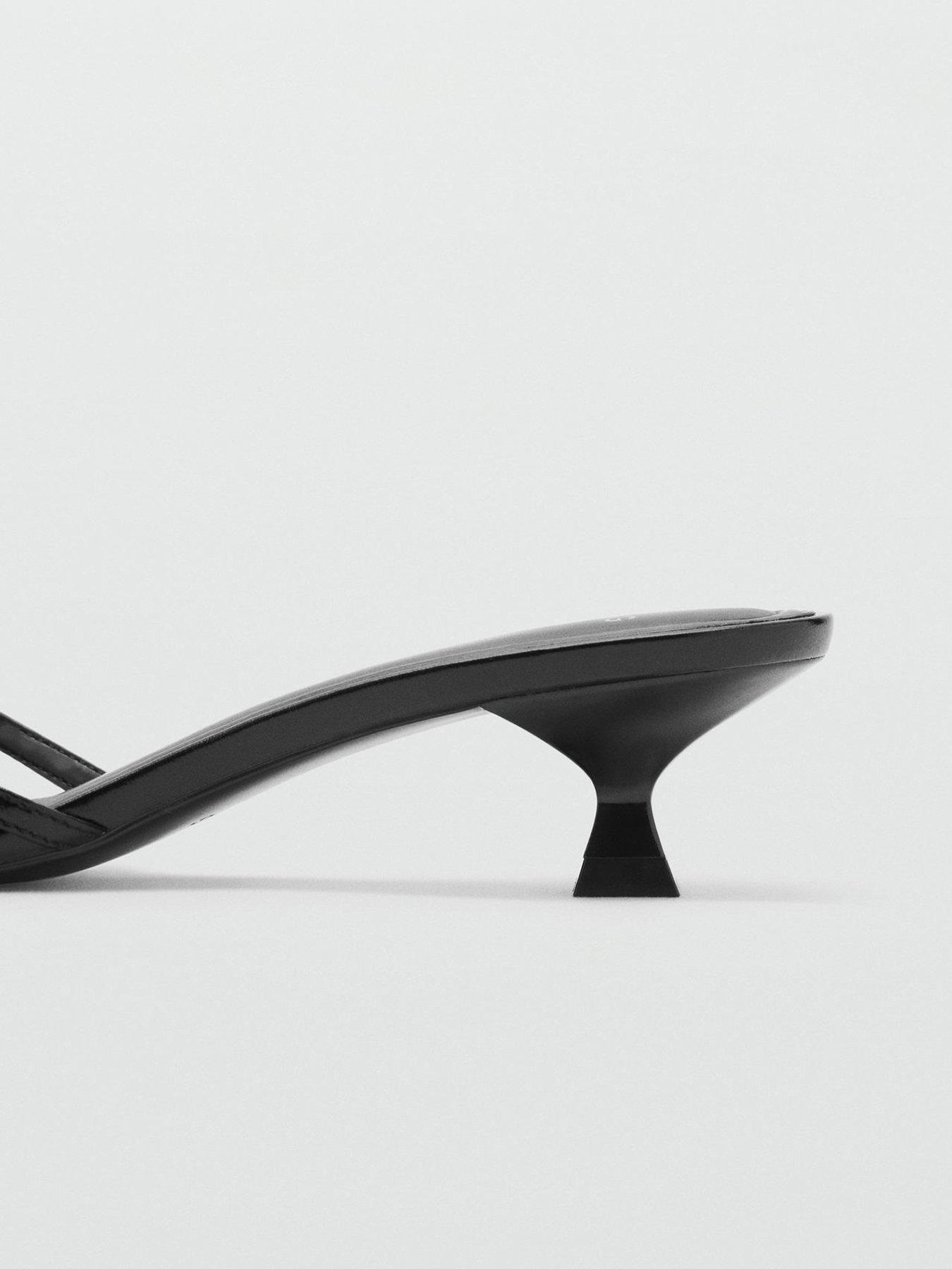 Image 3 of 4 of Mango Heeled Sandals With Buckle Detail - Black