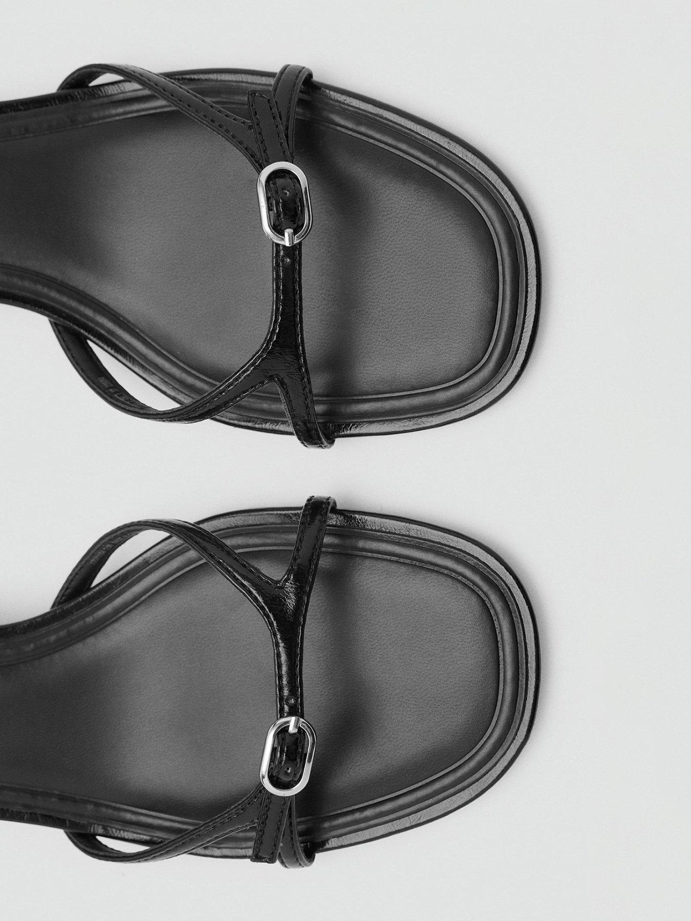 Image 4 of 4 of Mango Heeled Sandals With Buckle Detail - Black