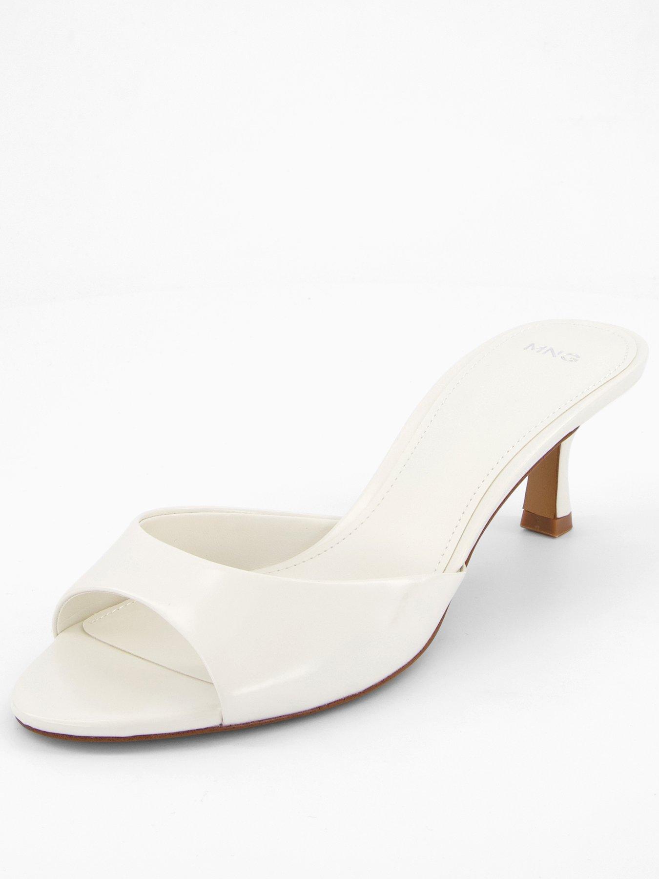 Mango Kitten Heel Sandals With Strap - Cream