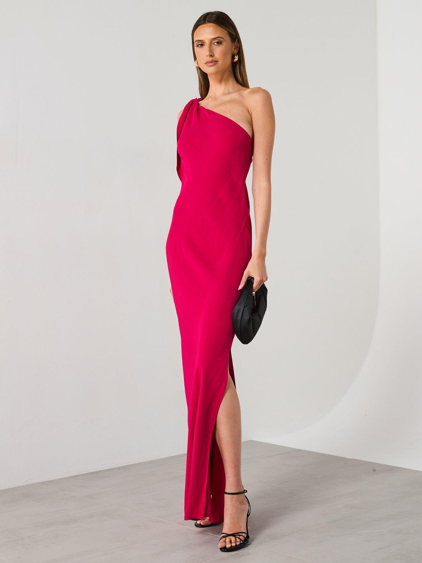 Mango Asymmetrical Dress With Knot Strap - Red