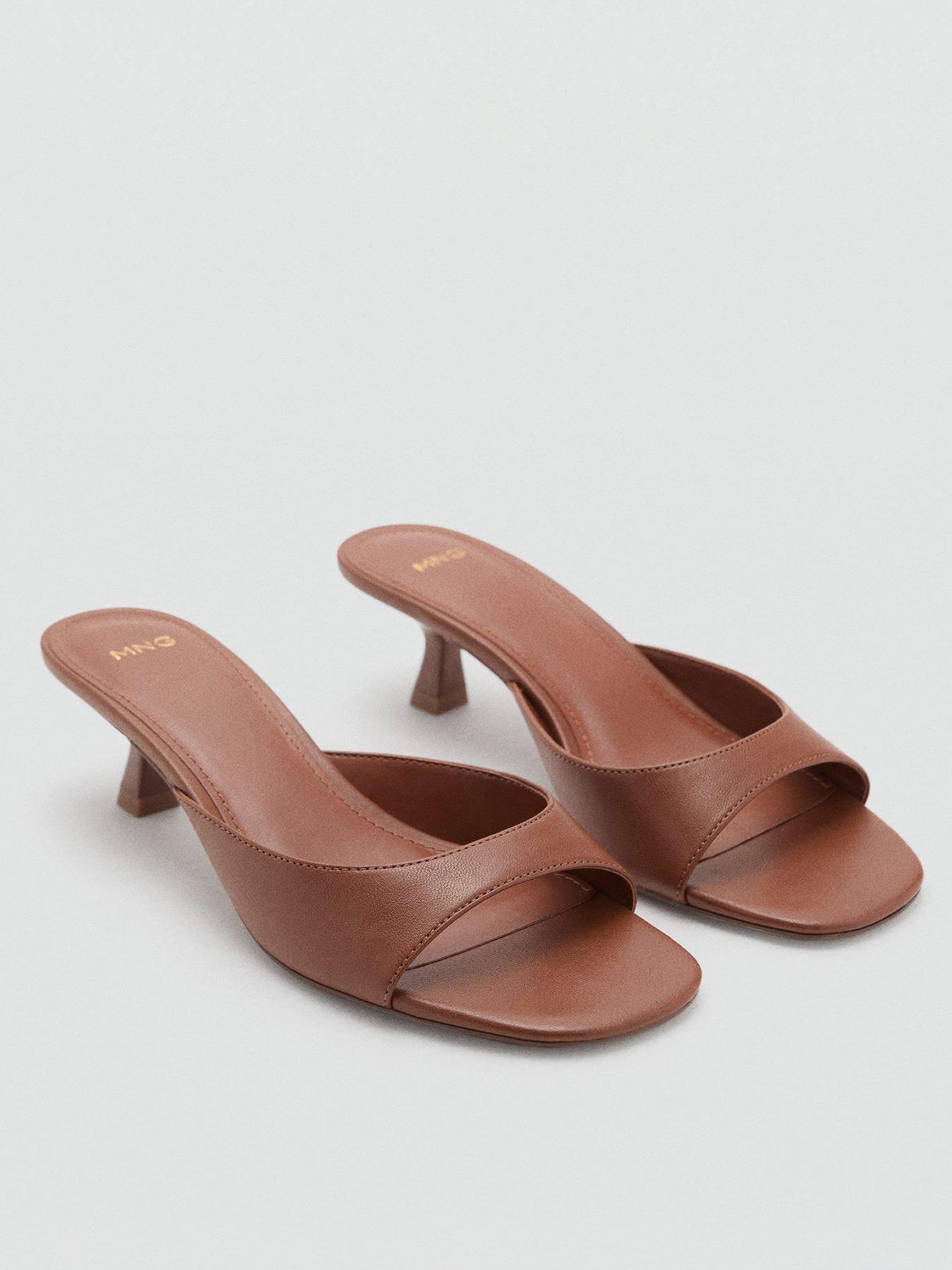 Image 1 of 4 of Mango Patent Leather Effect Heeled Sandals - Brown