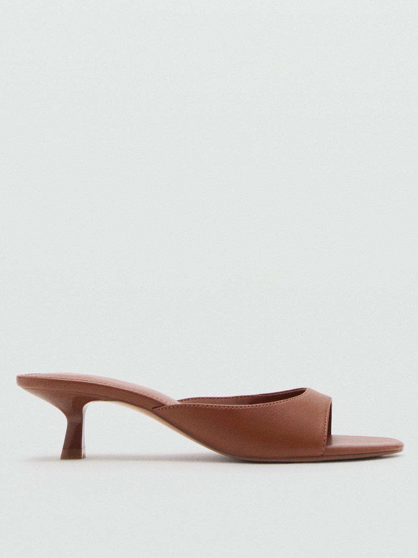 Image 2 of 4 of Mango Patent Leather Effect Heeled Sandals - Brown