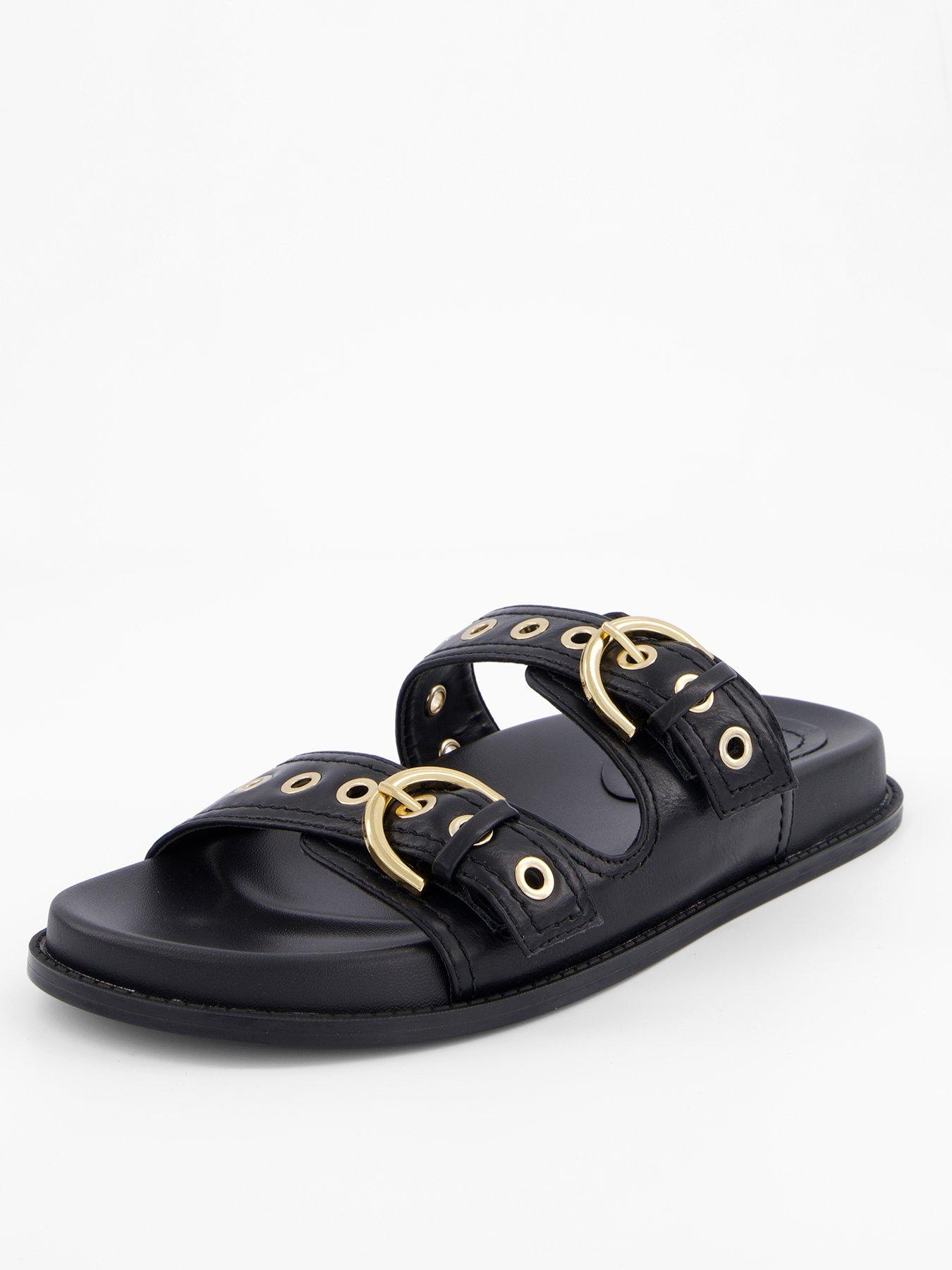 Image 1 of 6 of Mango Strap Sandals with Buckle - Black