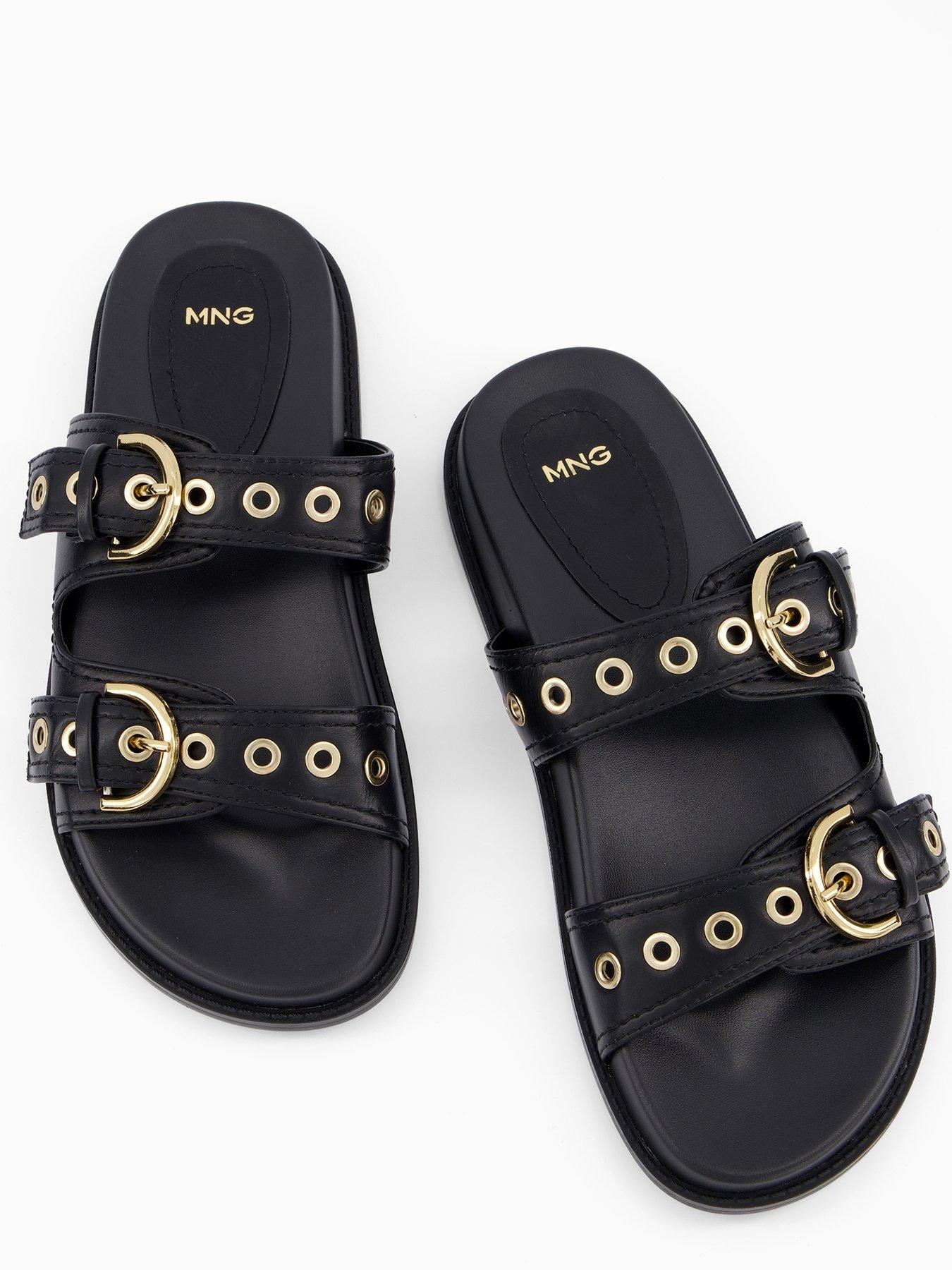 Image 3 of 6 of Mango Strap Sandals with Buckle - Black