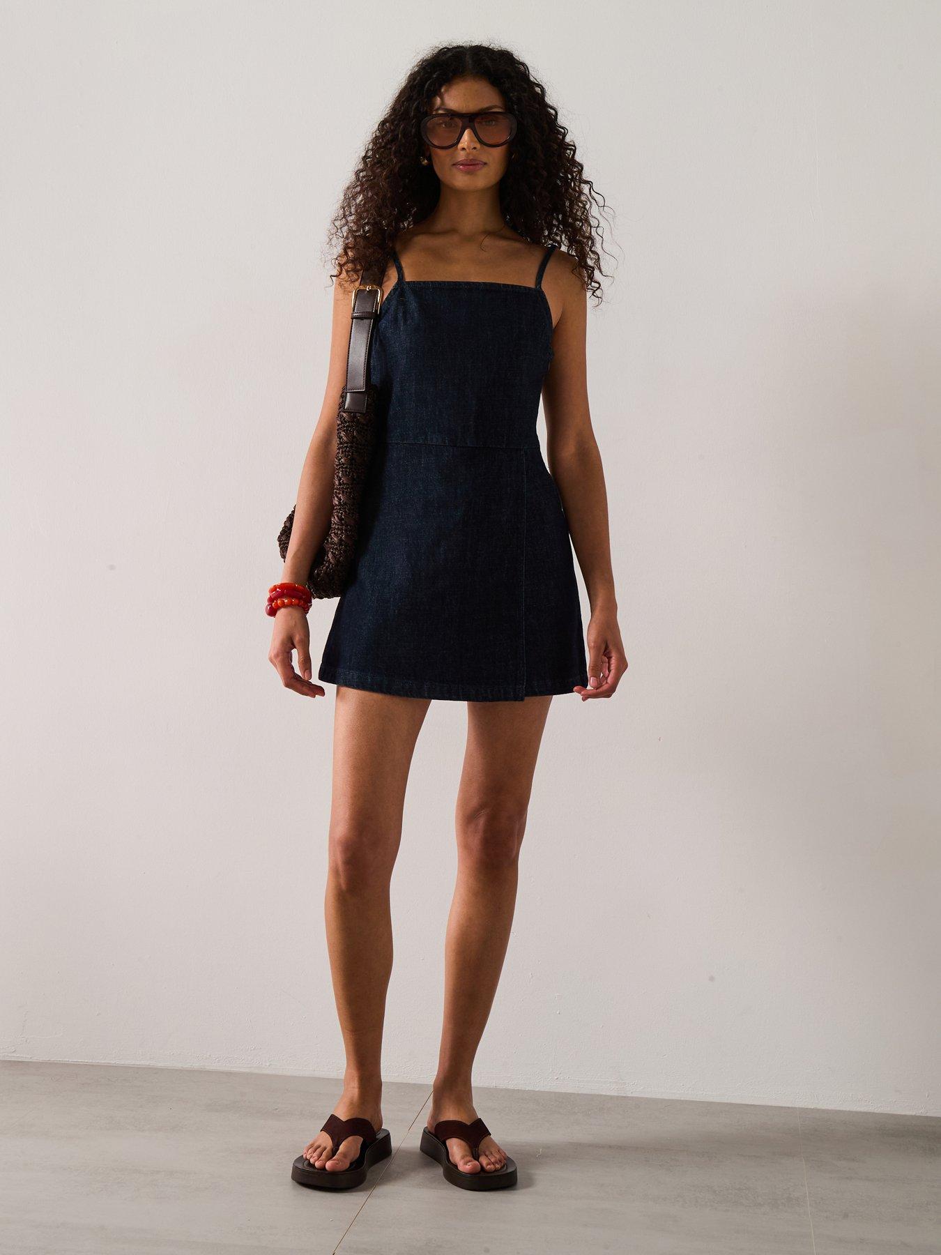 Image 3 of 6 of Mango Denim Jumpsuit Short - Dark Blue