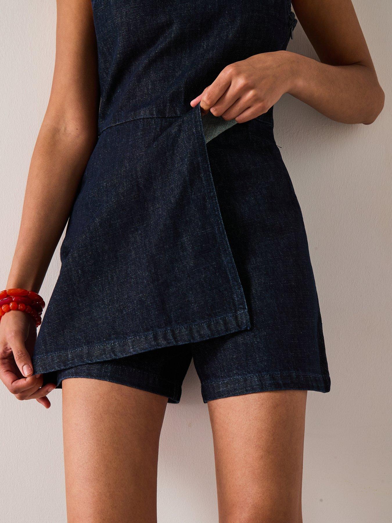 Image 5 of 6 of Mango Denim Jumpsuit Short - Dark Blue