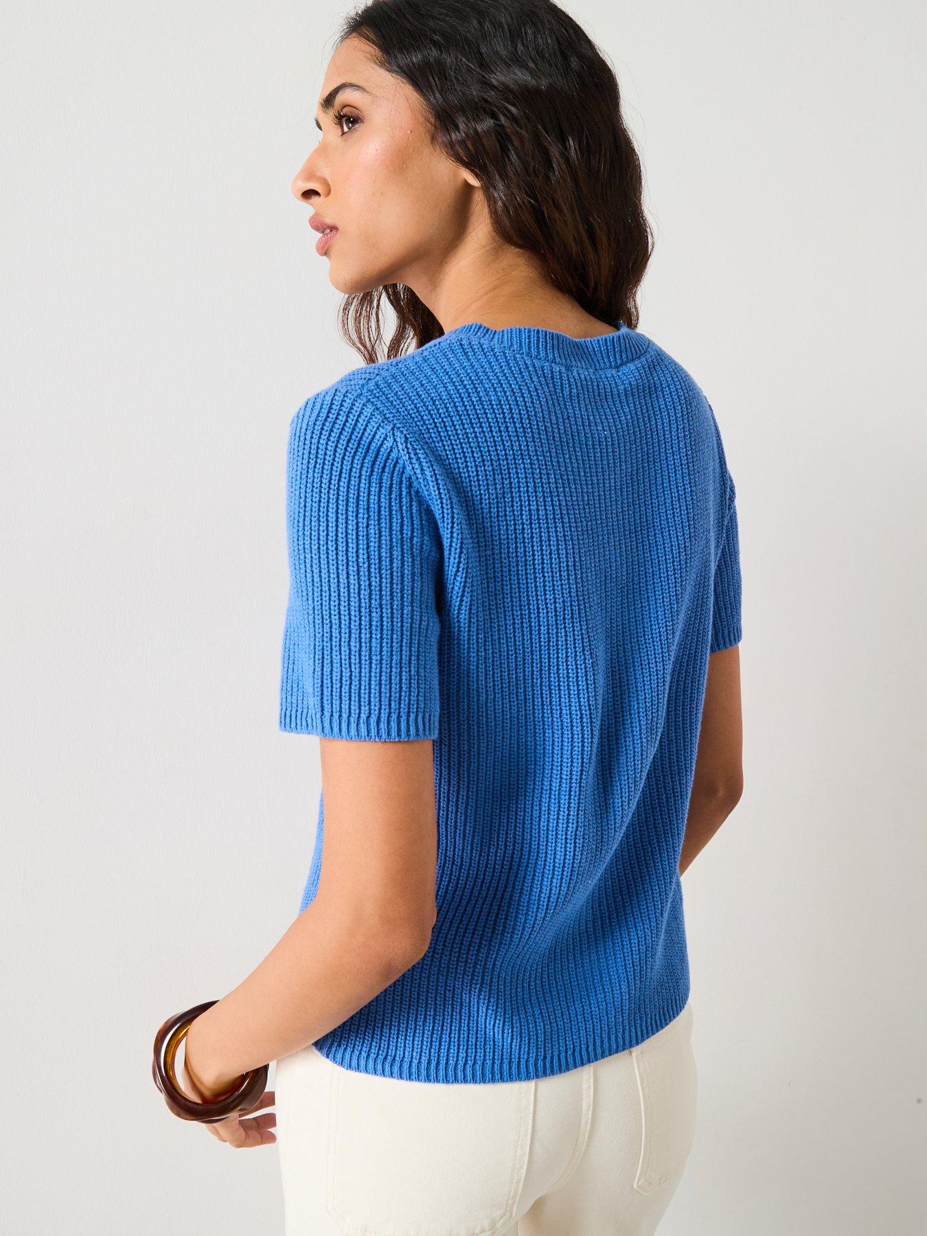 mango-short-sleeved-knitted-cardigan-bluestillFront