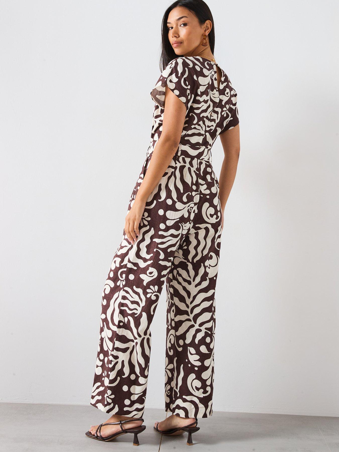 mango-printed-linen-jumpsuit-with-belt-brownstillFront