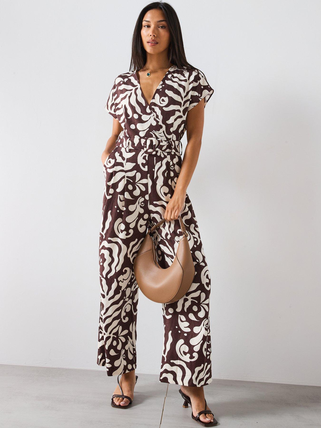 mango-printed-linen-jumpsuit-with-belt-brownback