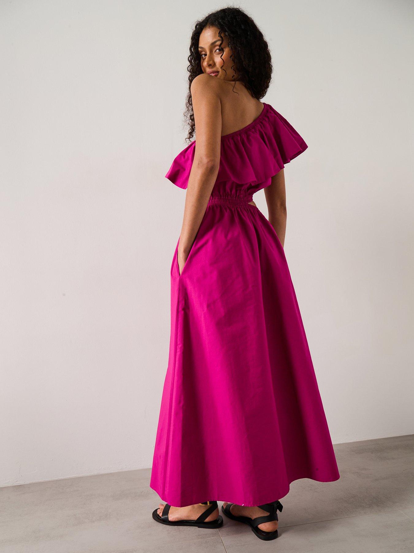 Image 2 of 6 of Mango Asymmetrical Dress With Cut Out - Pink