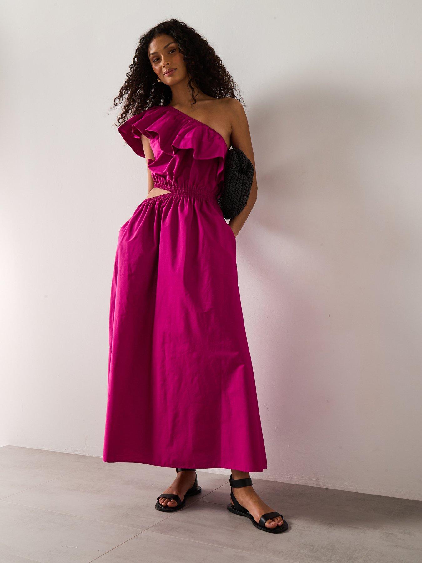 Image 3 of 6 of Mango Asymmetrical Dress With Cut Out - Pink