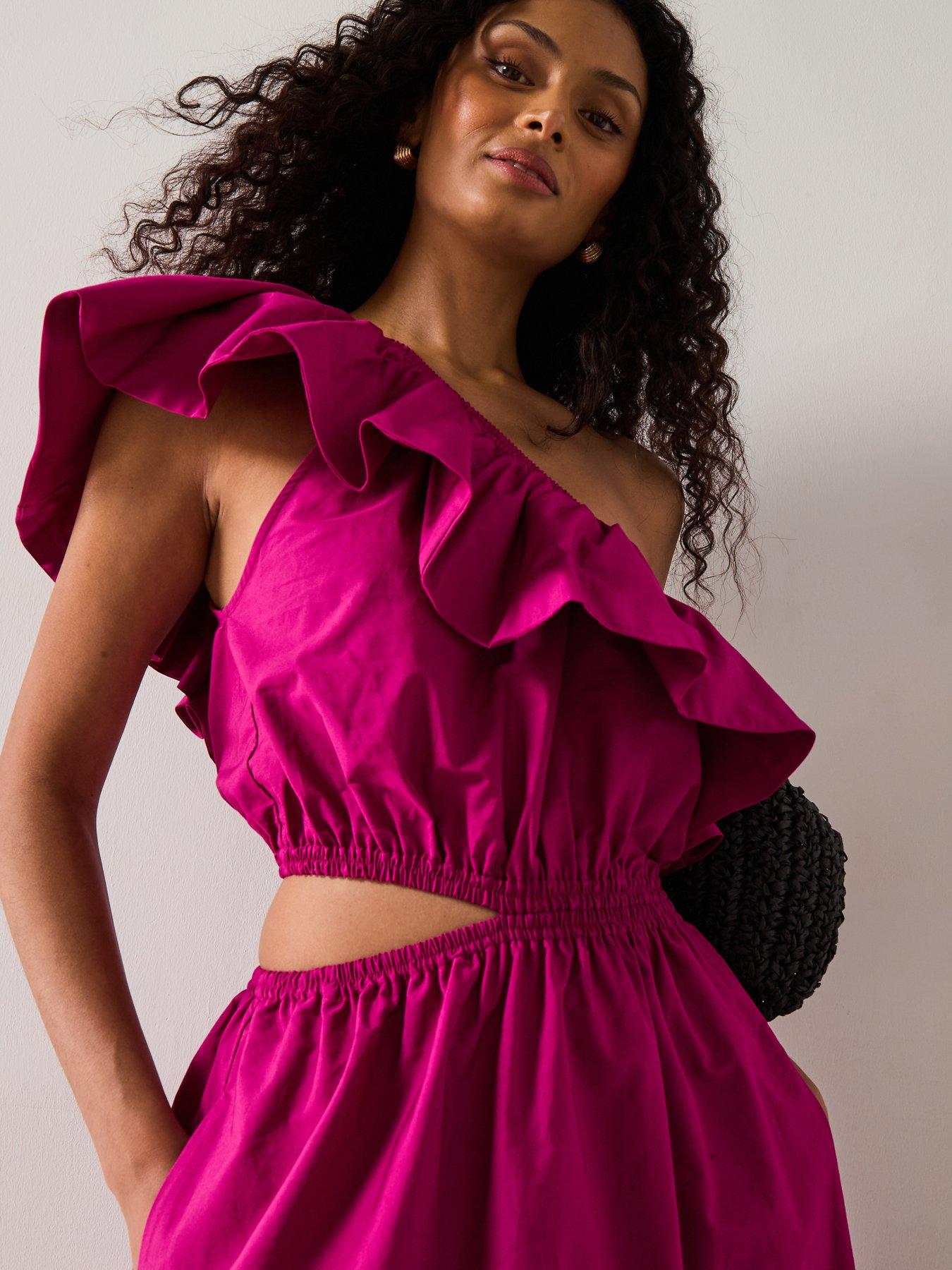 Image 4 of 6 of Mango Asymmetrical Dress With Cut Out - Pink