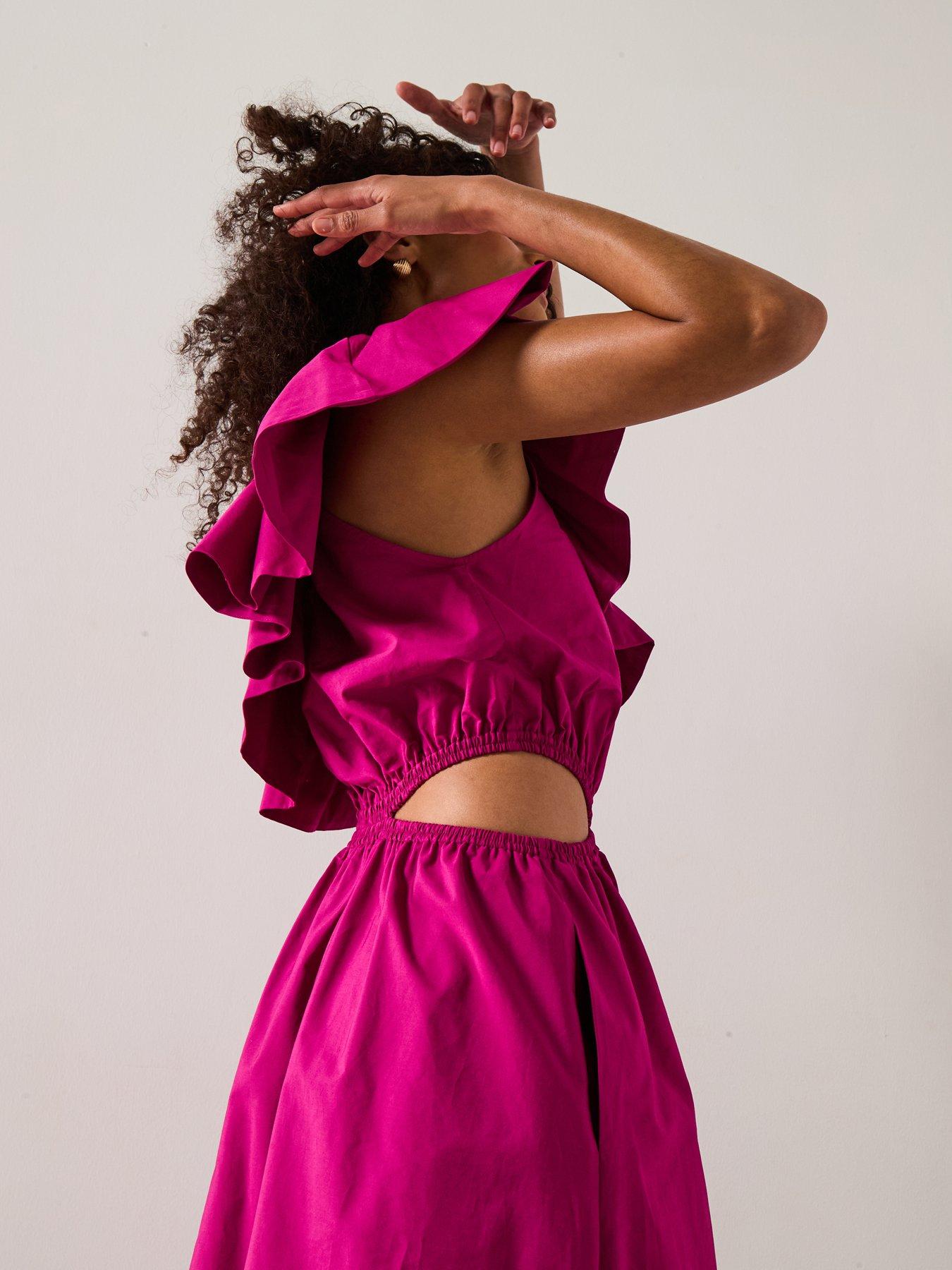 Image 5 of 6 of Mango Asymmetrical Dress With Cut Out - Pink