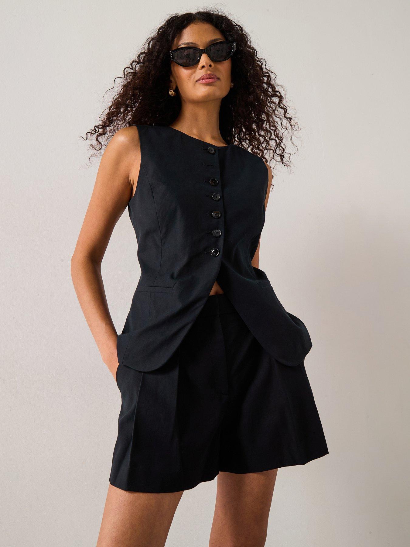 Image 1 of 6 of Mango Suit Waistcoat with Buttons - Black