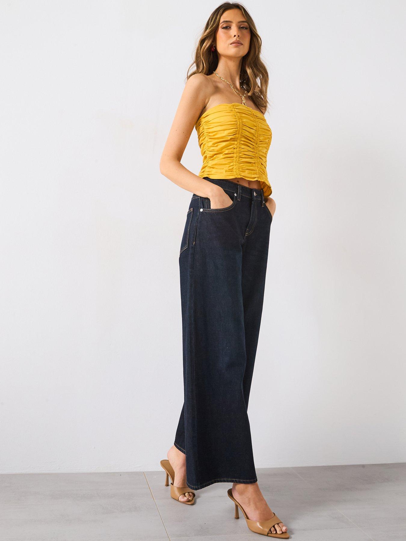 mango-ruched-strapless-topoutfit