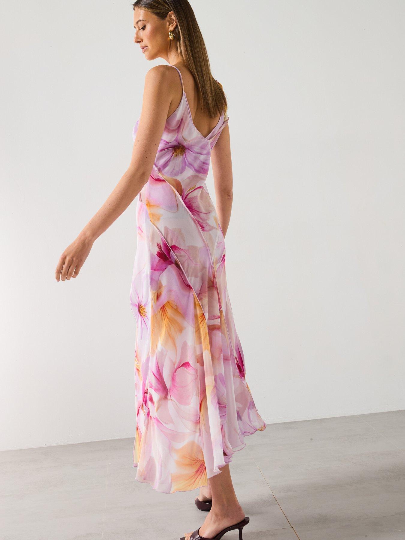 Image 2 of 6 of Mango Floral Ruffled Dress - Light Purple