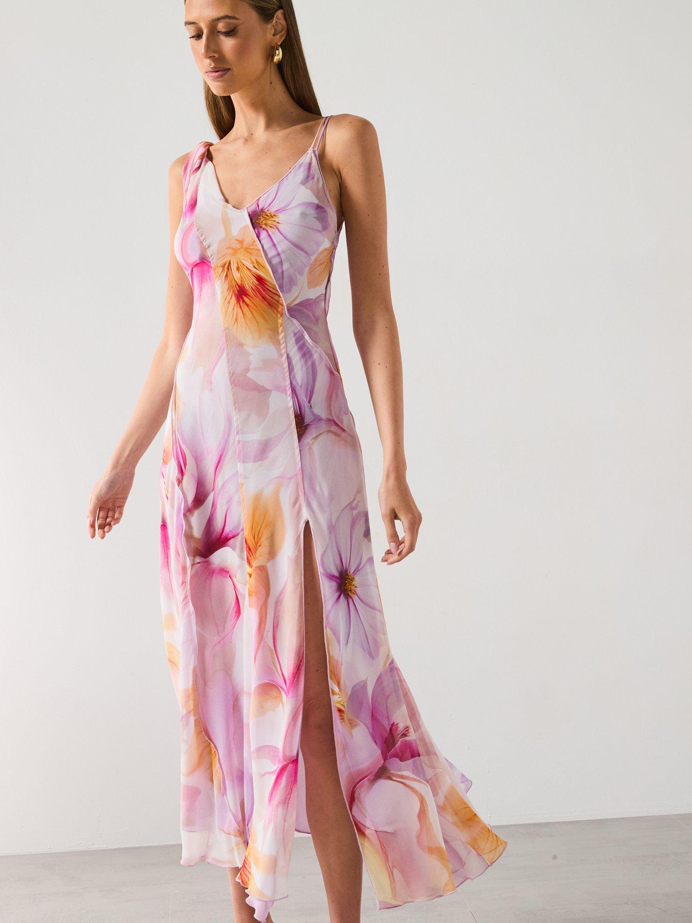 Image 5 of 6 of Mango Floral Ruffled Dress - Light Purple
