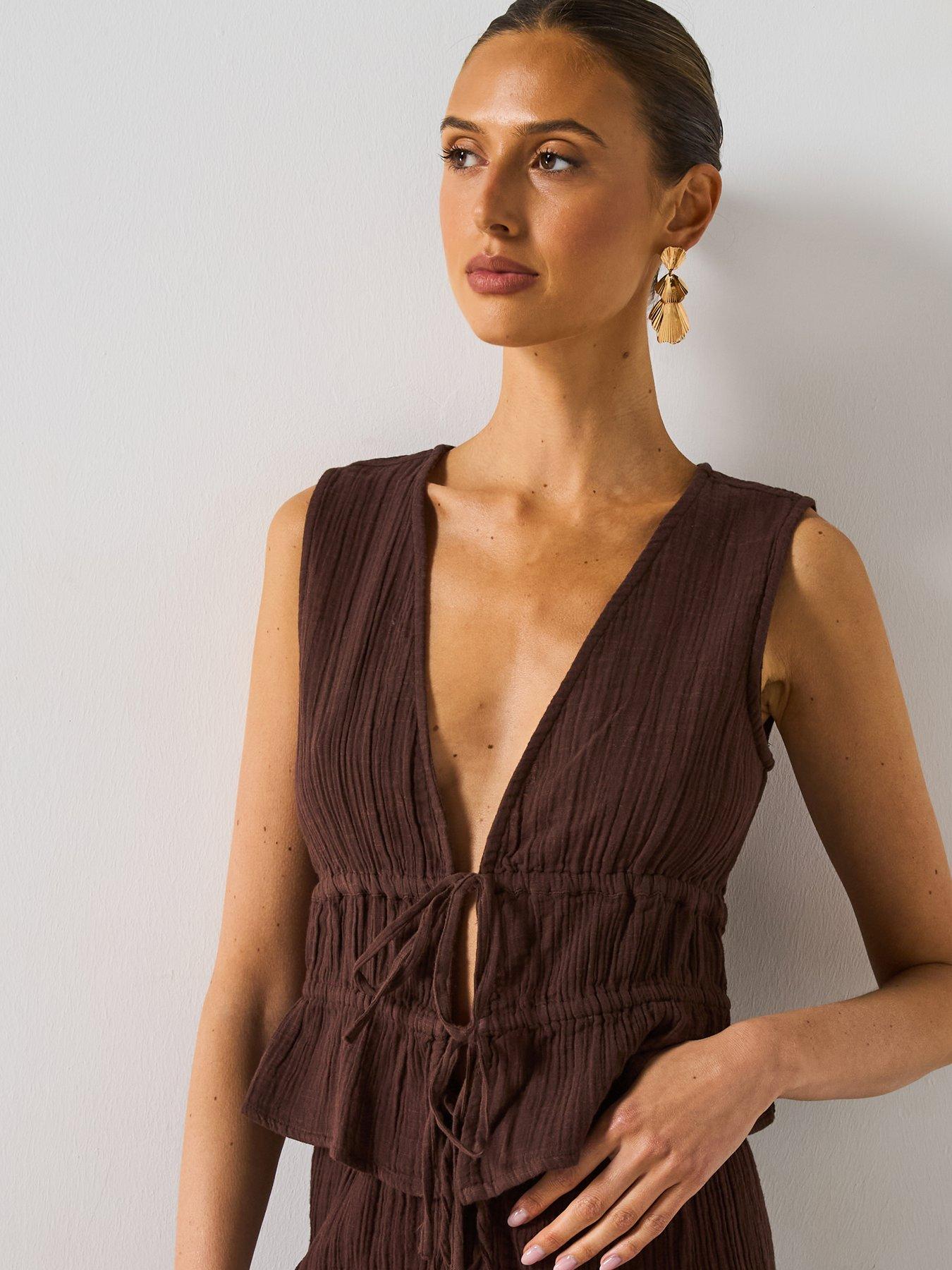 Image 1 of 6 of Mango Top Corfu - Dark Brown