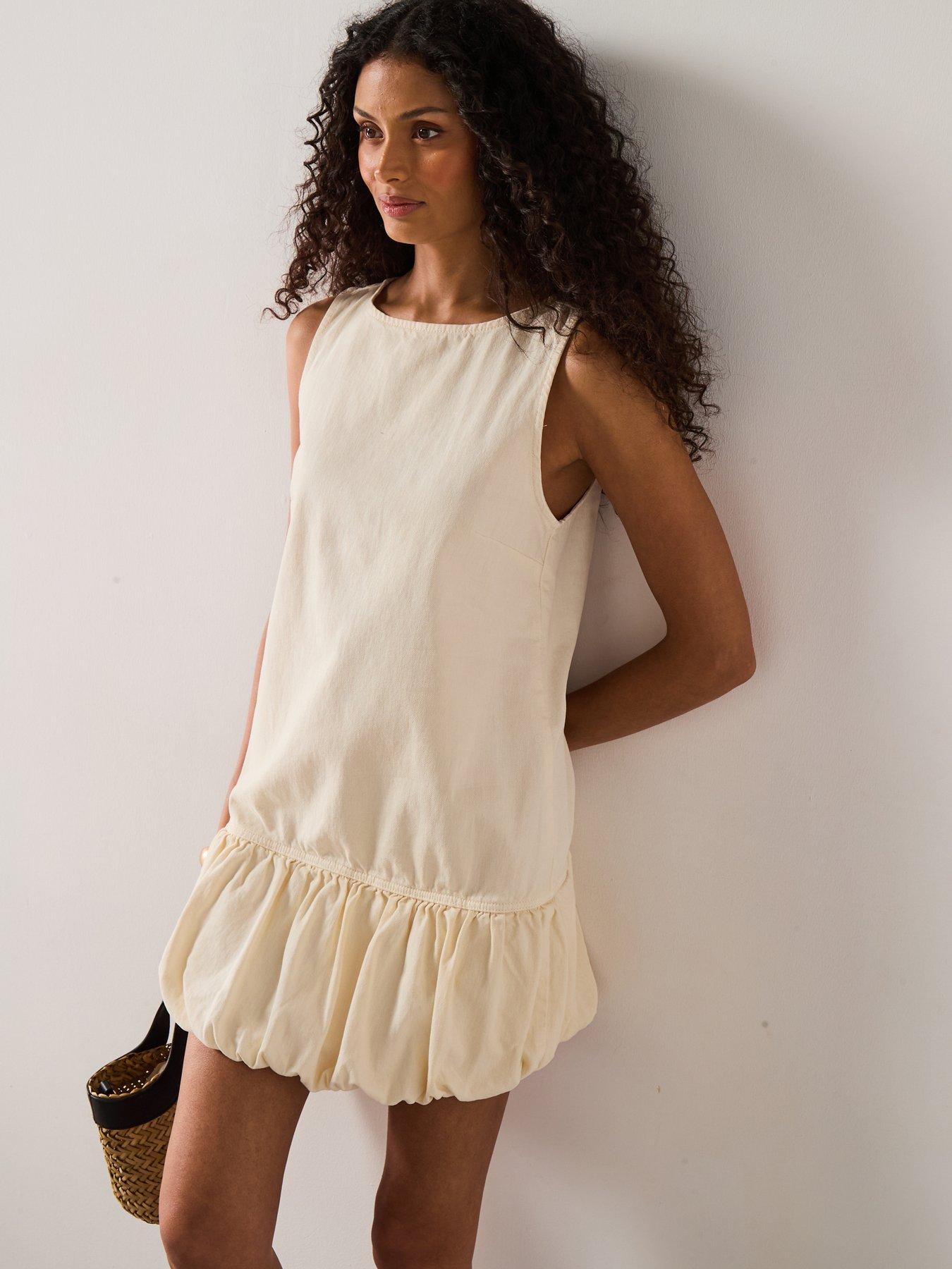 Image 5 of 6 of Mango Denim Dress With Puffed Hem