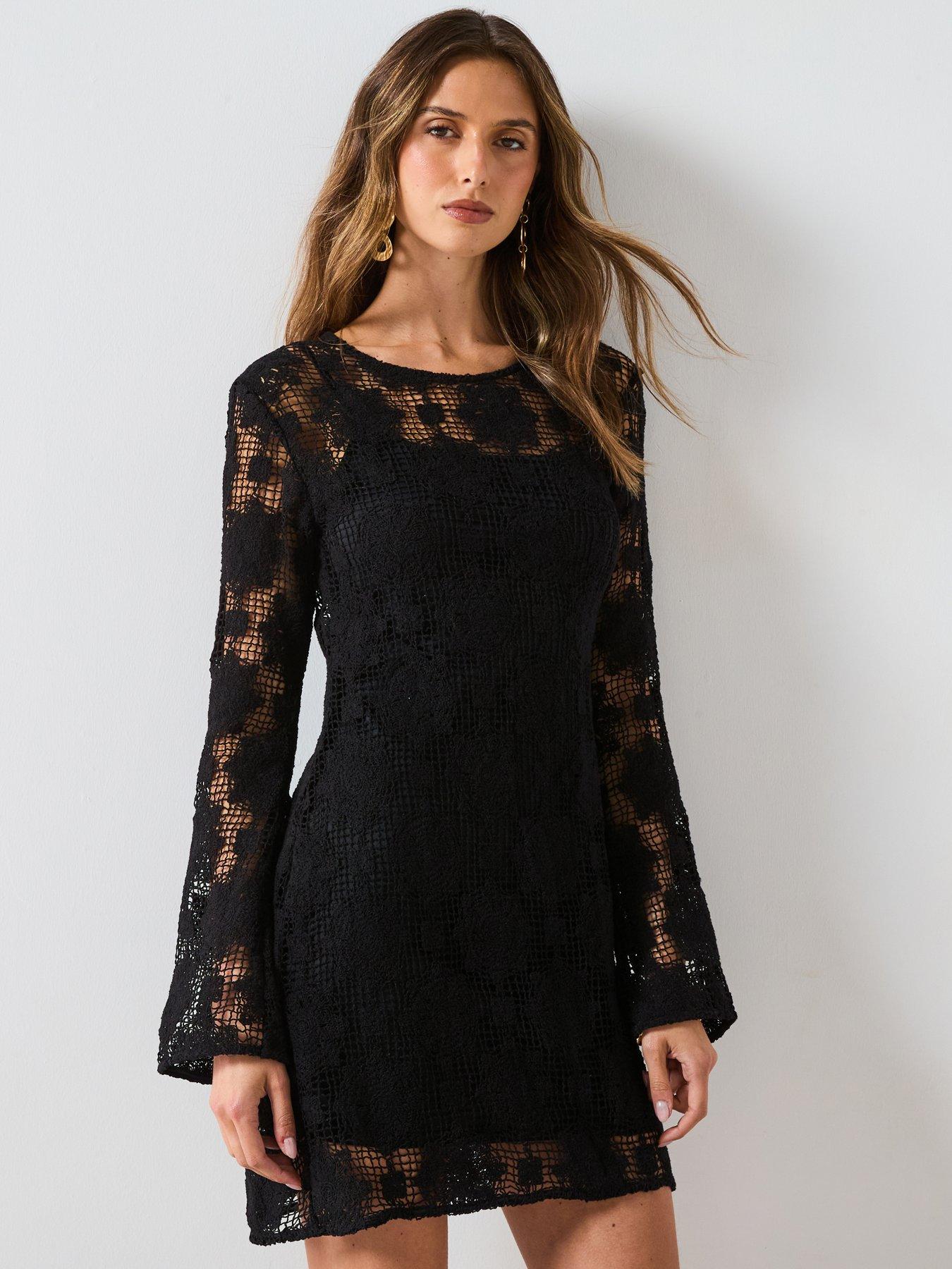 mango-crochet-beach-dress-black