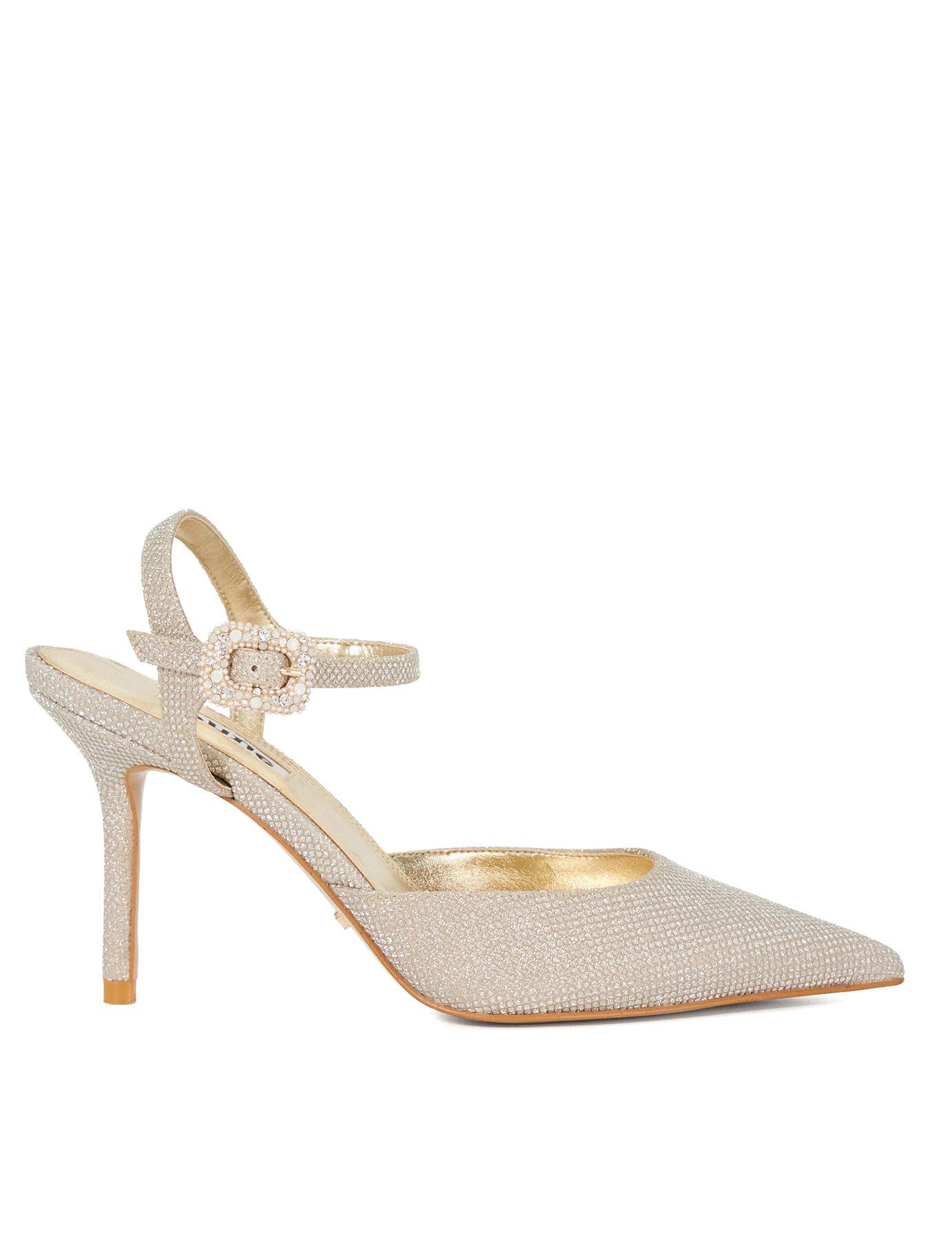 Dune London Channel Buckle Detail Heeled Courts - Gold
