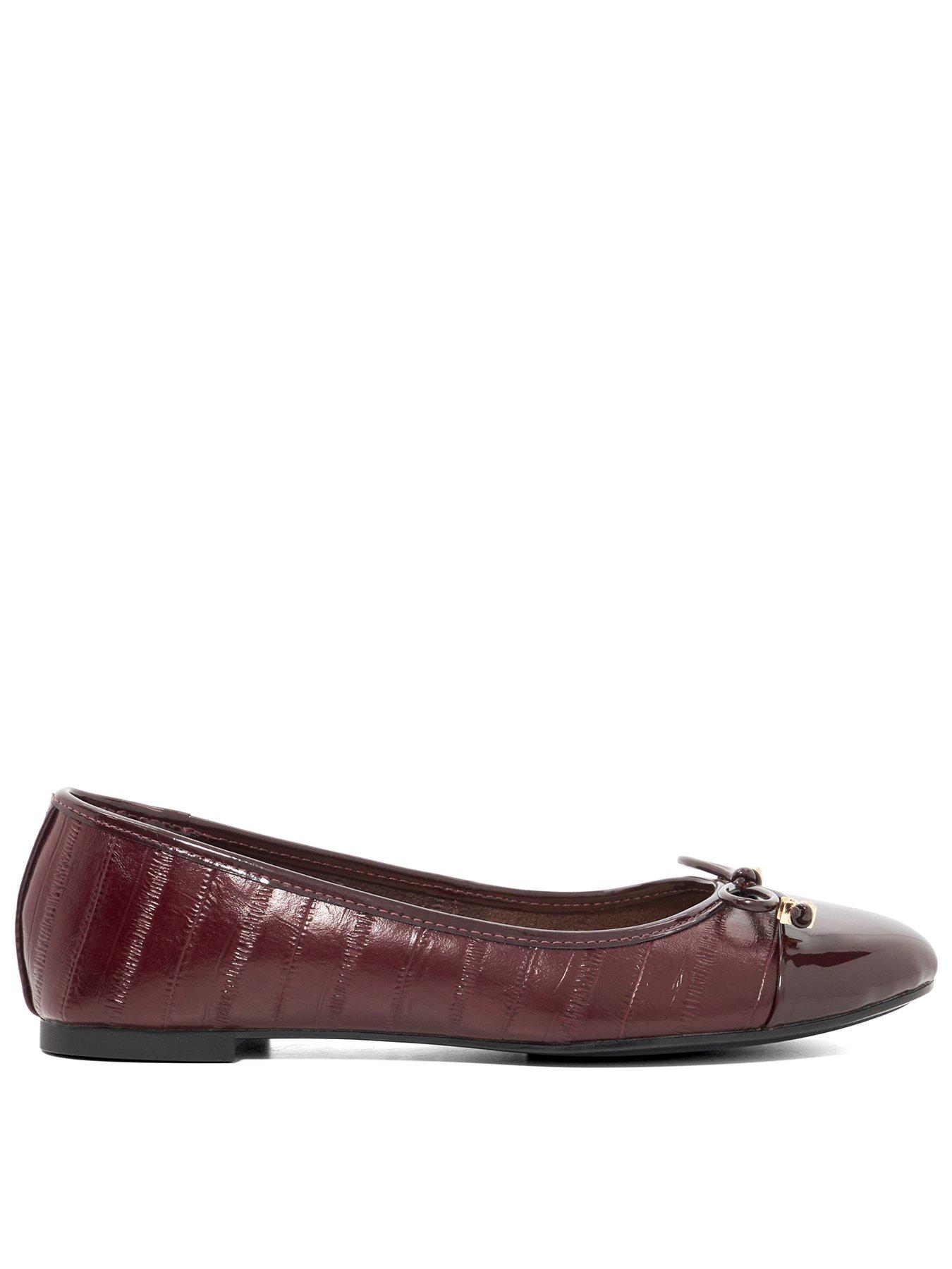 Dune London Hallo Charm Detail Leather Ballet Shoes - Dark Red