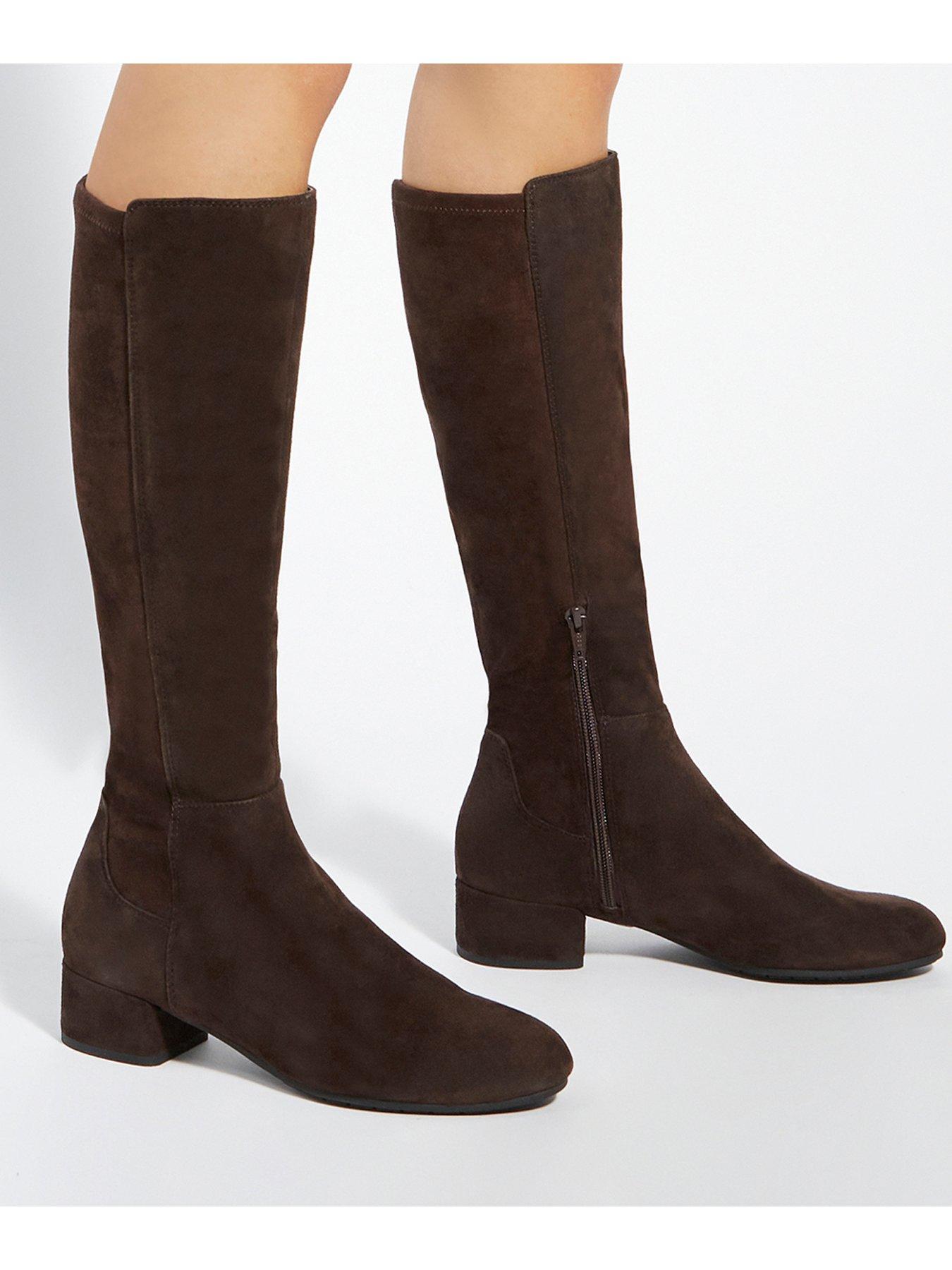 Dune London Tayla Stretch Suede Knee High Boots Brown Very Ireland