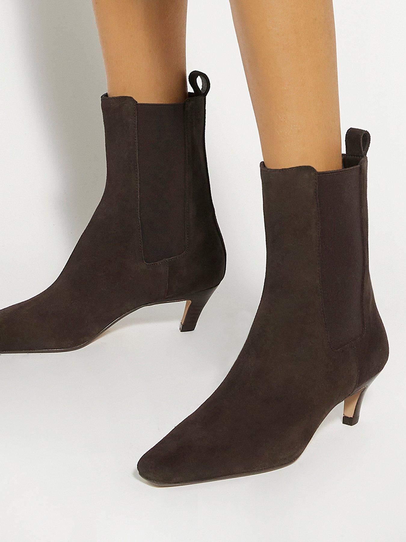 Dune London Odele Chiselled Toe Leather Ankle Boots - Brown