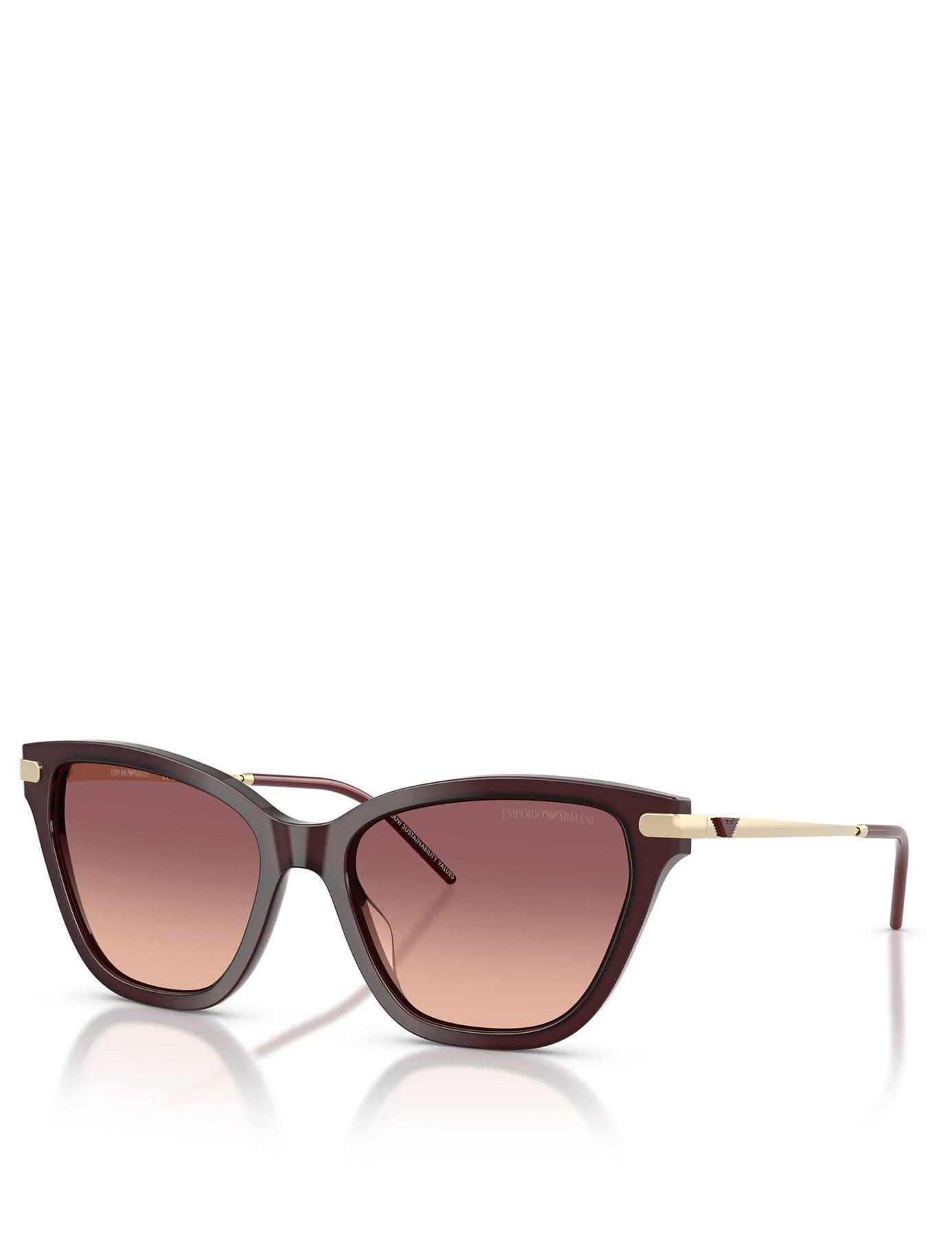 Image 1 of 4 of Emporio Armani Emporio Armani 0ea4251 Cat Eye Sunglasses Shiny Opal Bordeaux Frame With Pink Gradient Violet Lens