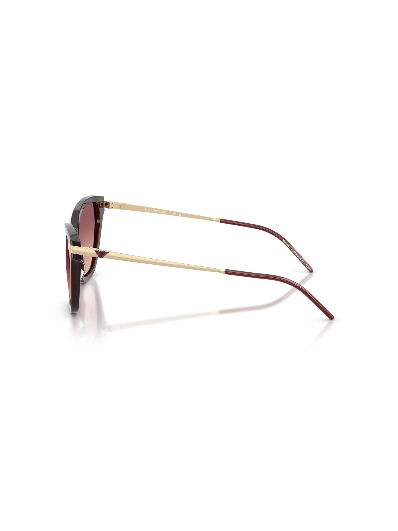 Image 2 of 4 of Emporio Armani Emporio Armani 0ea4251 Cat Eye Sunglasses Shiny Opal Bordeaux Frame With Pink Gradient Violet Lens