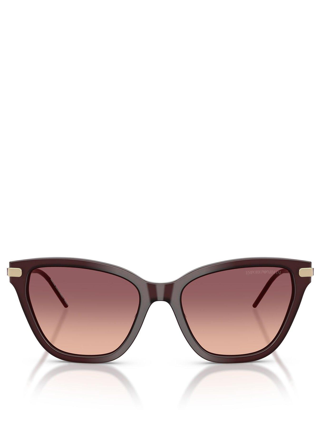 Image 3 of 4 of Emporio Armani Emporio Armani 0ea4251 Cat Eye Sunglasses Shiny Opal Bordeaux Frame With Pink Gradient Violet Lens