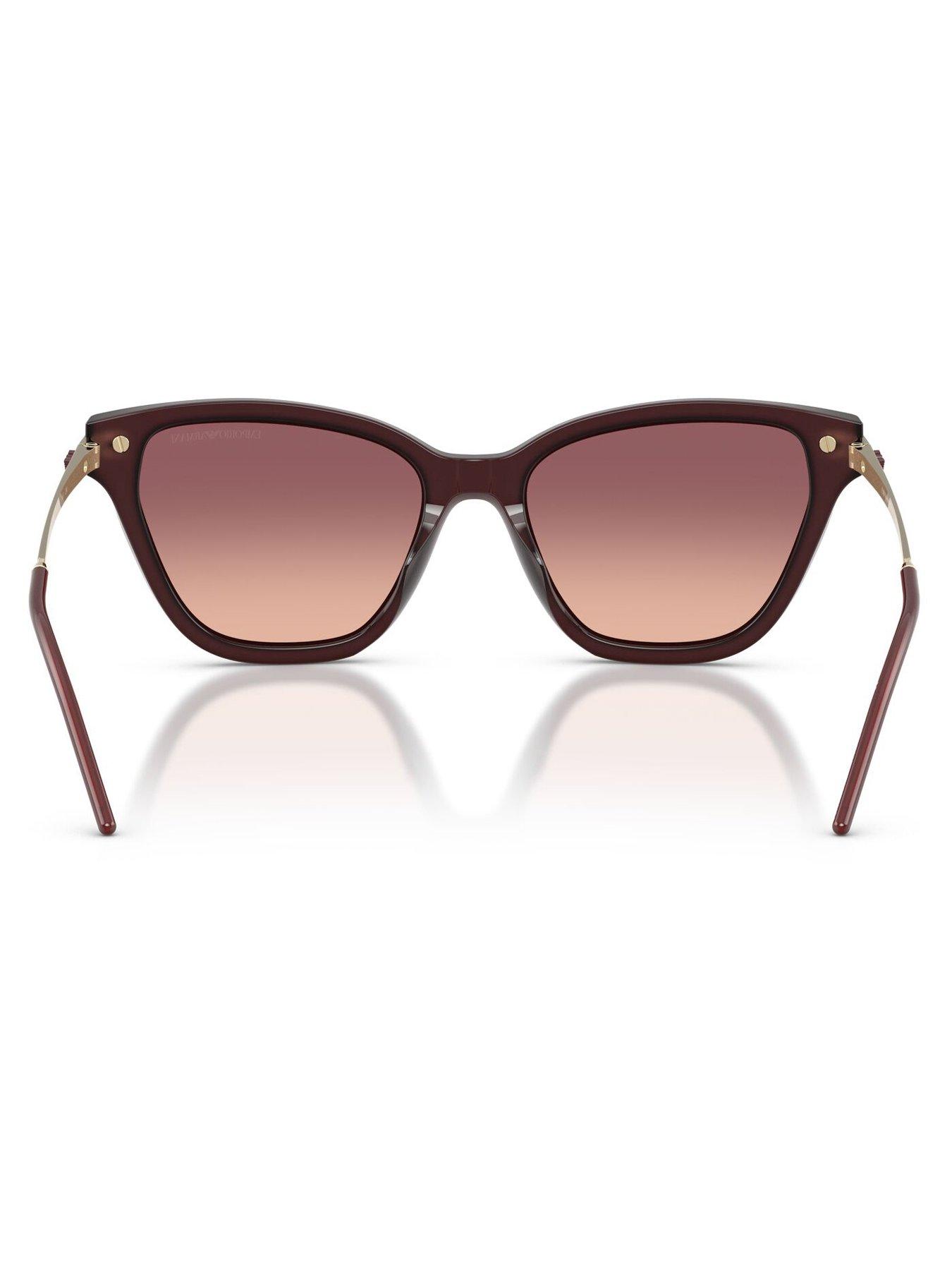 Image 4 of 4 of Emporio Armani Emporio Armani 0ea4251 Cat Eye Sunglasses Shiny Opal Bordeaux Frame With Pink Gradient Violet Lens