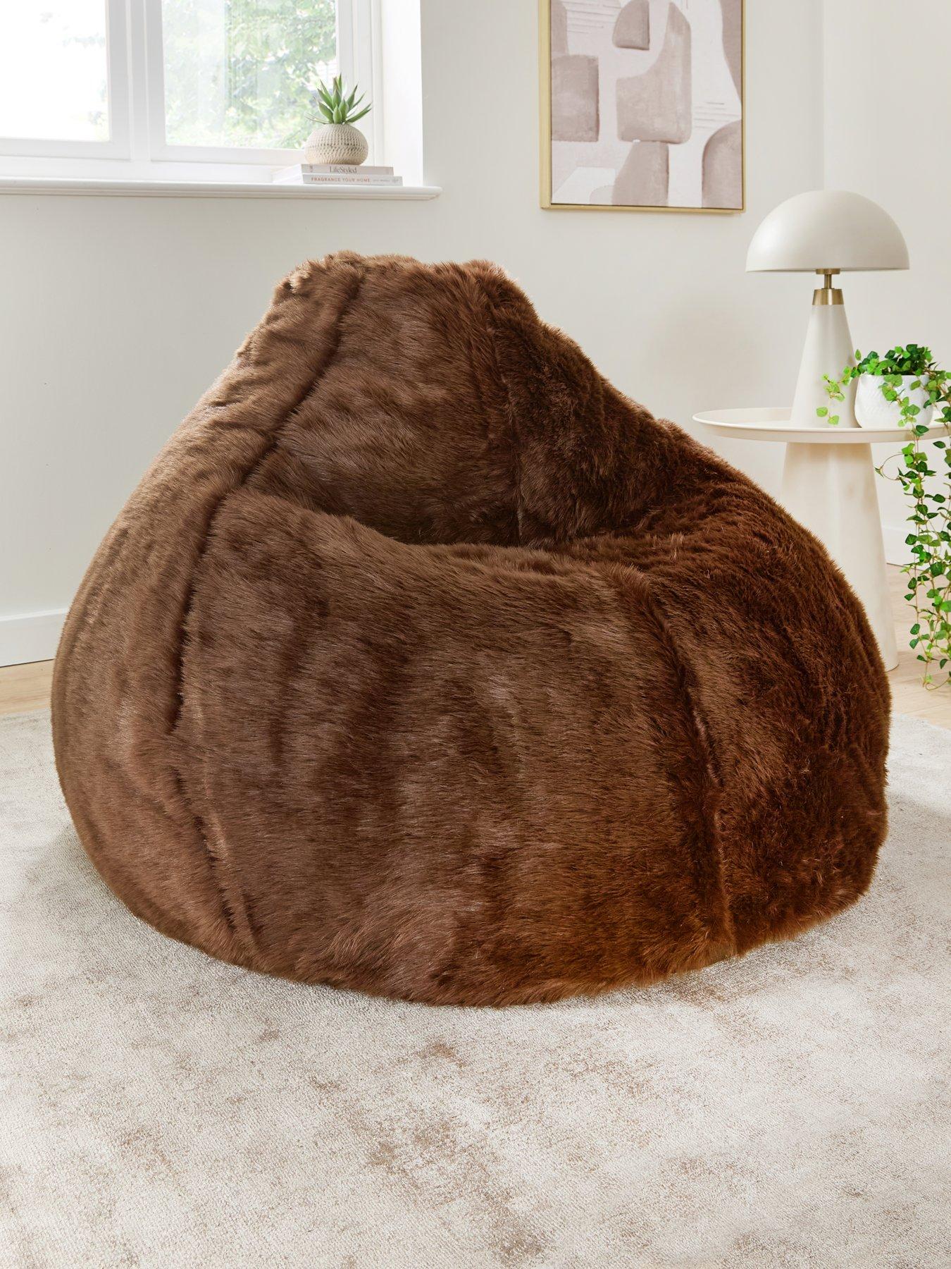 Image 1 of 6 of KAIKOO Kaikoo Xl Fur Areya Drum Beanbag- Chocolate