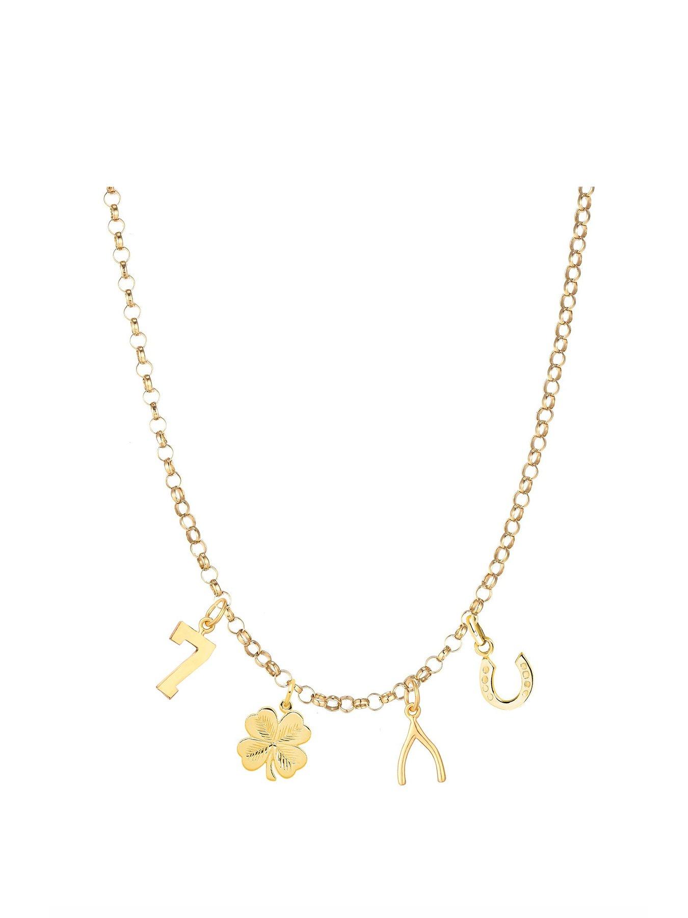 The Love Collection Gold Plated Sterling Silver Lucky Charm Necklace