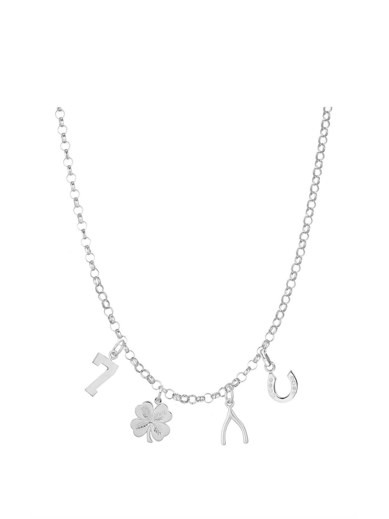 Image 1 of 3 of The Love Collection Sterling Silver Lucky Charm Necklace