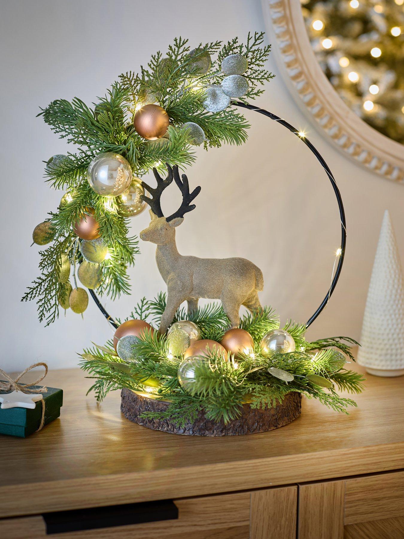 Very Home Stag In Hoop Lit Table Top Christmas Decoration