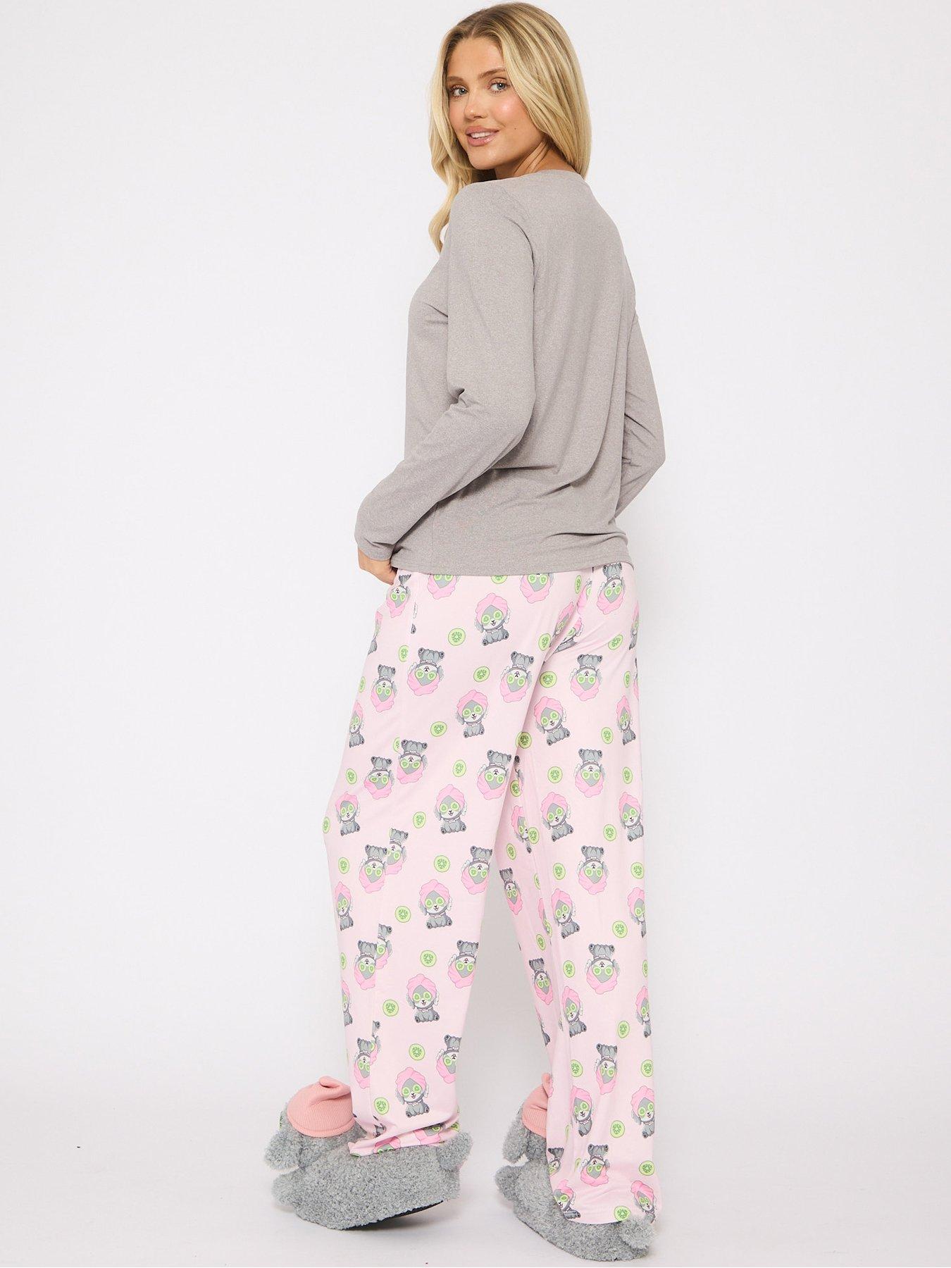 Image 2 of 3 of Loungeable Pamper Pooch Printed Short Sleeved Top And Trouser Pyjama Set - Grey