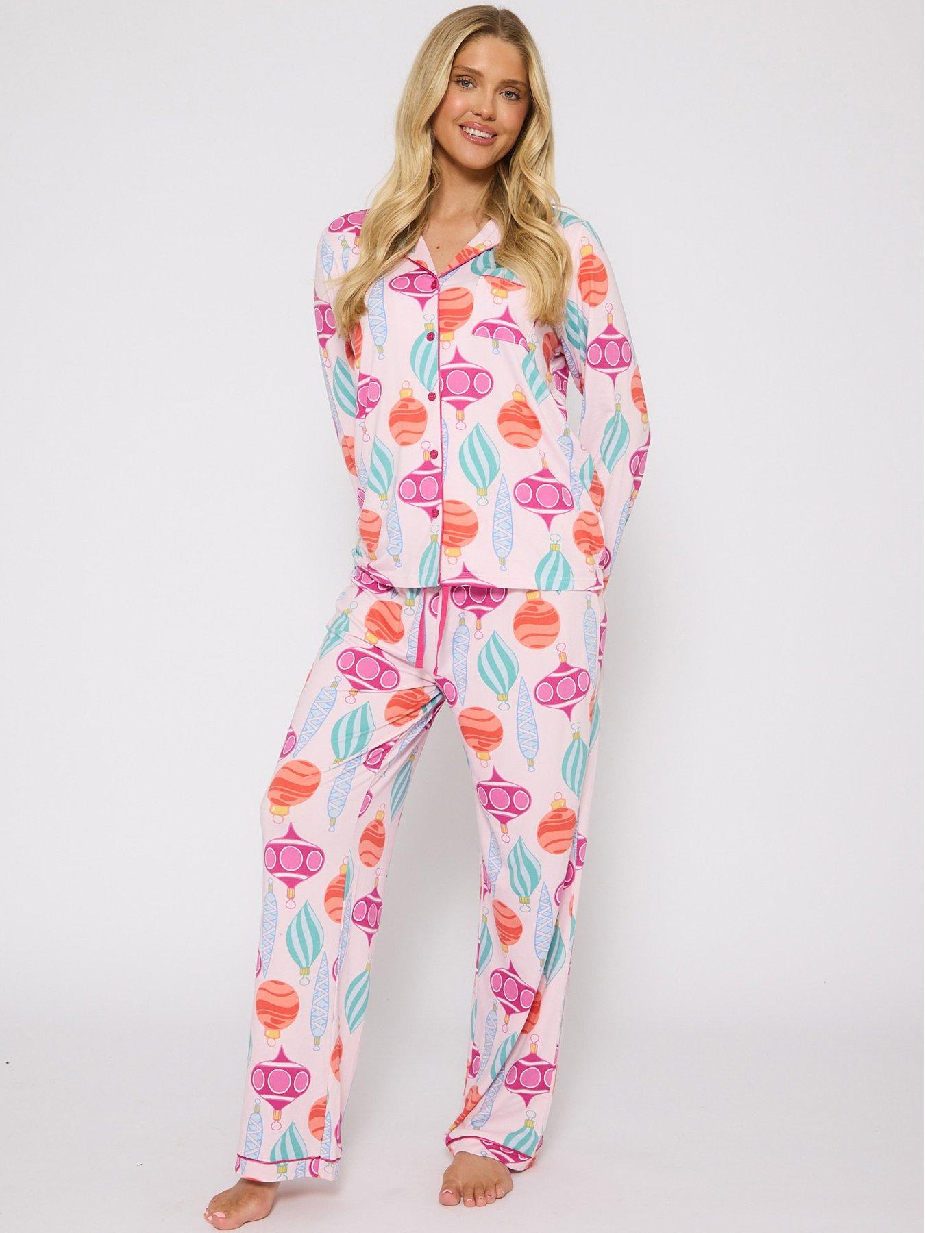 loungeable-ornament-printed-jersey-long-sleeved-christmas-pyjama-and-trouser-set-multi