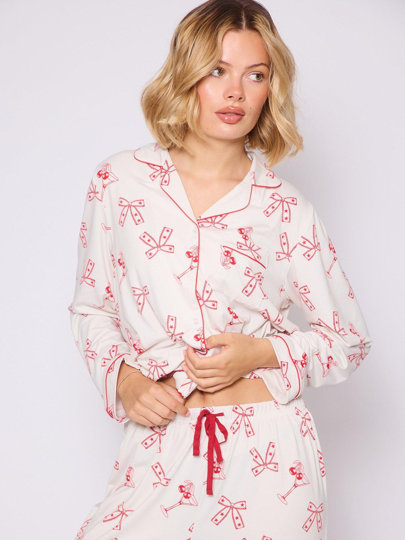 loungeable-cherry-martini-long-sleeved-button-down-traditional-pyjama-set-whitedetail