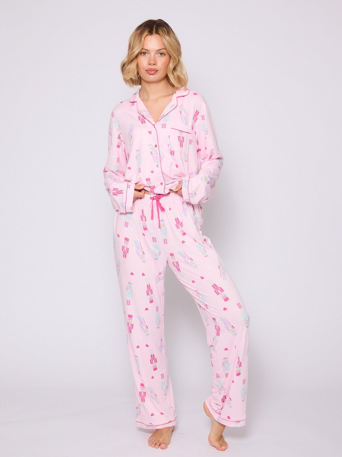 loungeable-nutcracker-button-shirt-and-long-pant-christmas-pyjamas-set-pinkback