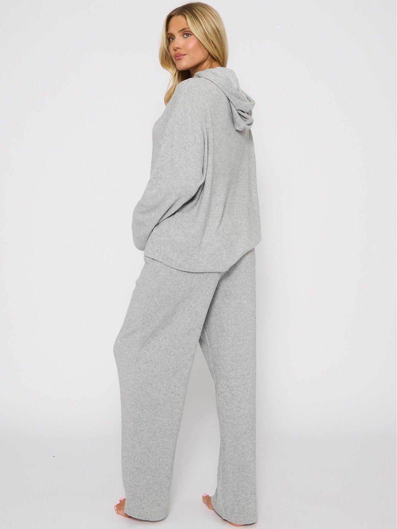 loungeable-soft-knit-hoodie-and-trouser-lounge-set-greystillFront