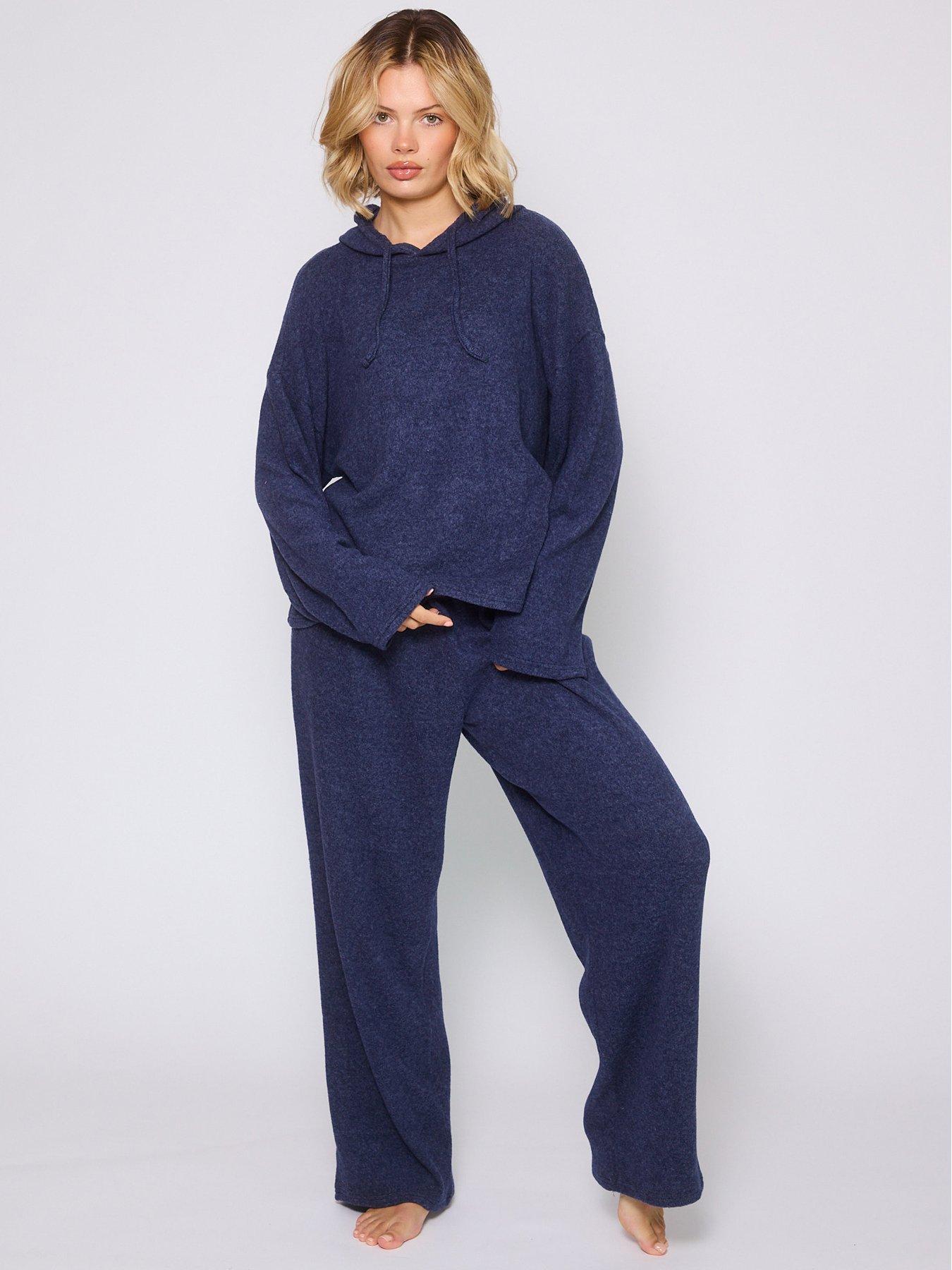 loungeable-soft-knit-hooded-top-and-trouser-lounge-set-navy