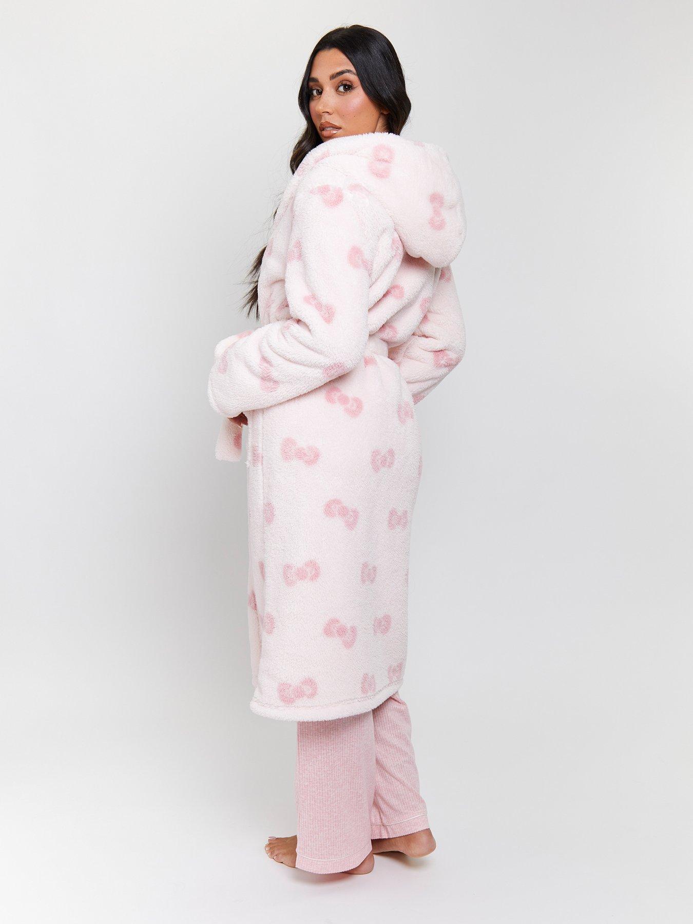 loungeable-sherpa-bow-hooded-maxi-robe-pinkstillFront