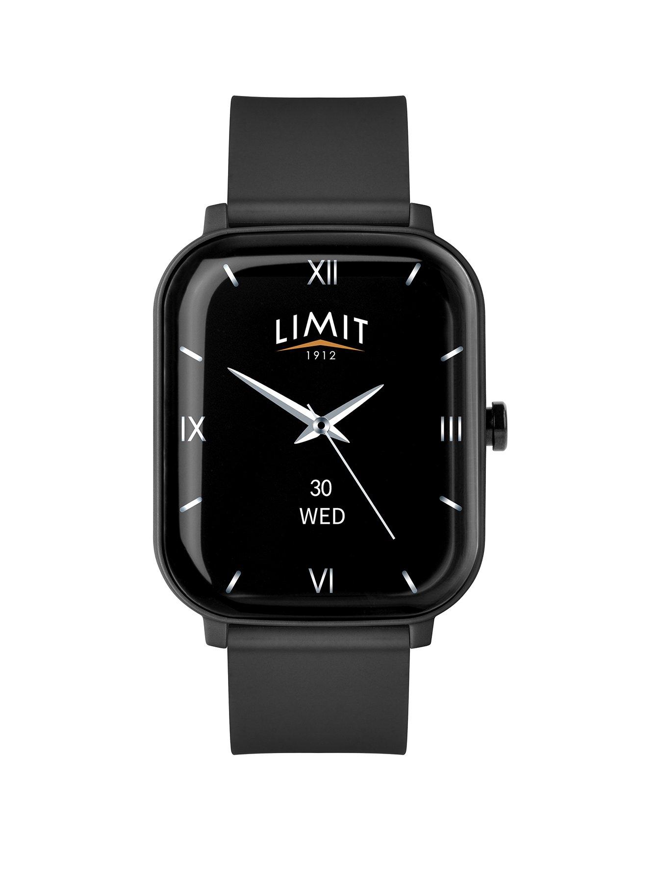 undefined Limit 37mm Unisex Rectangular Black Analogue Watch with Black Strap