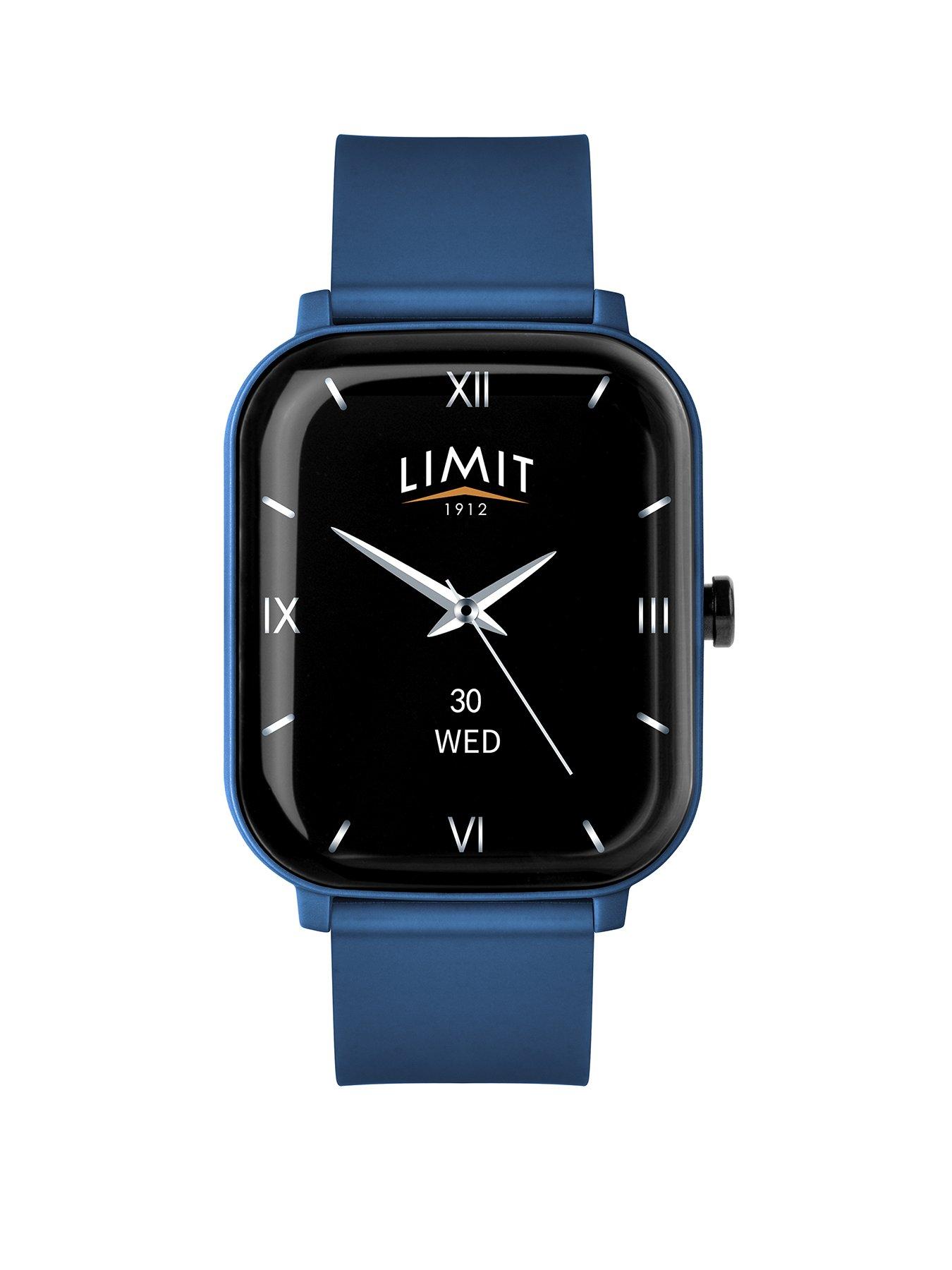 undefined 37mm Unisex Rectangular Dark Blue Smart Watch with Dark Blue Strap