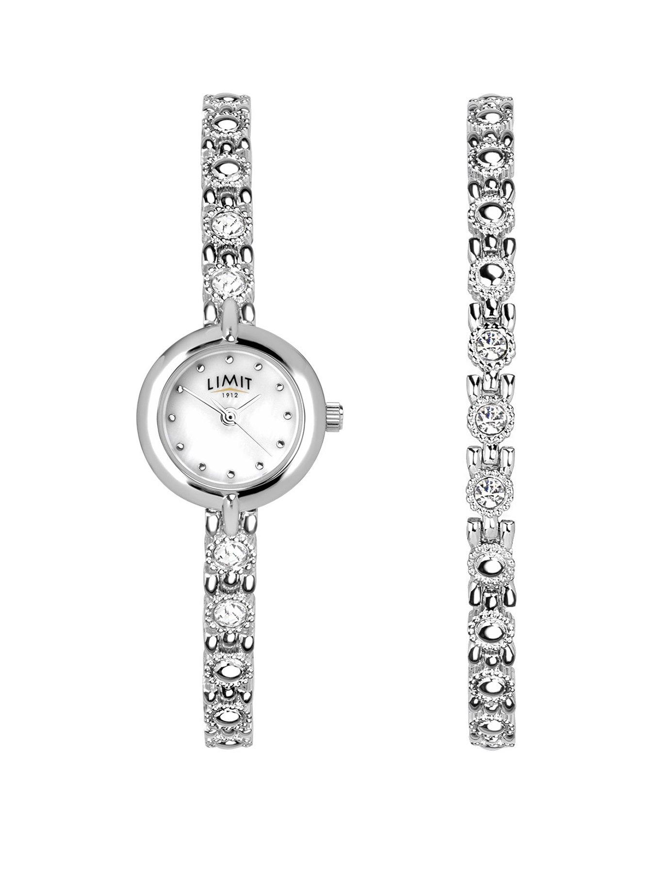 Limit 22mm Womens Round Silver Analogue Watch with Silver Bracelet