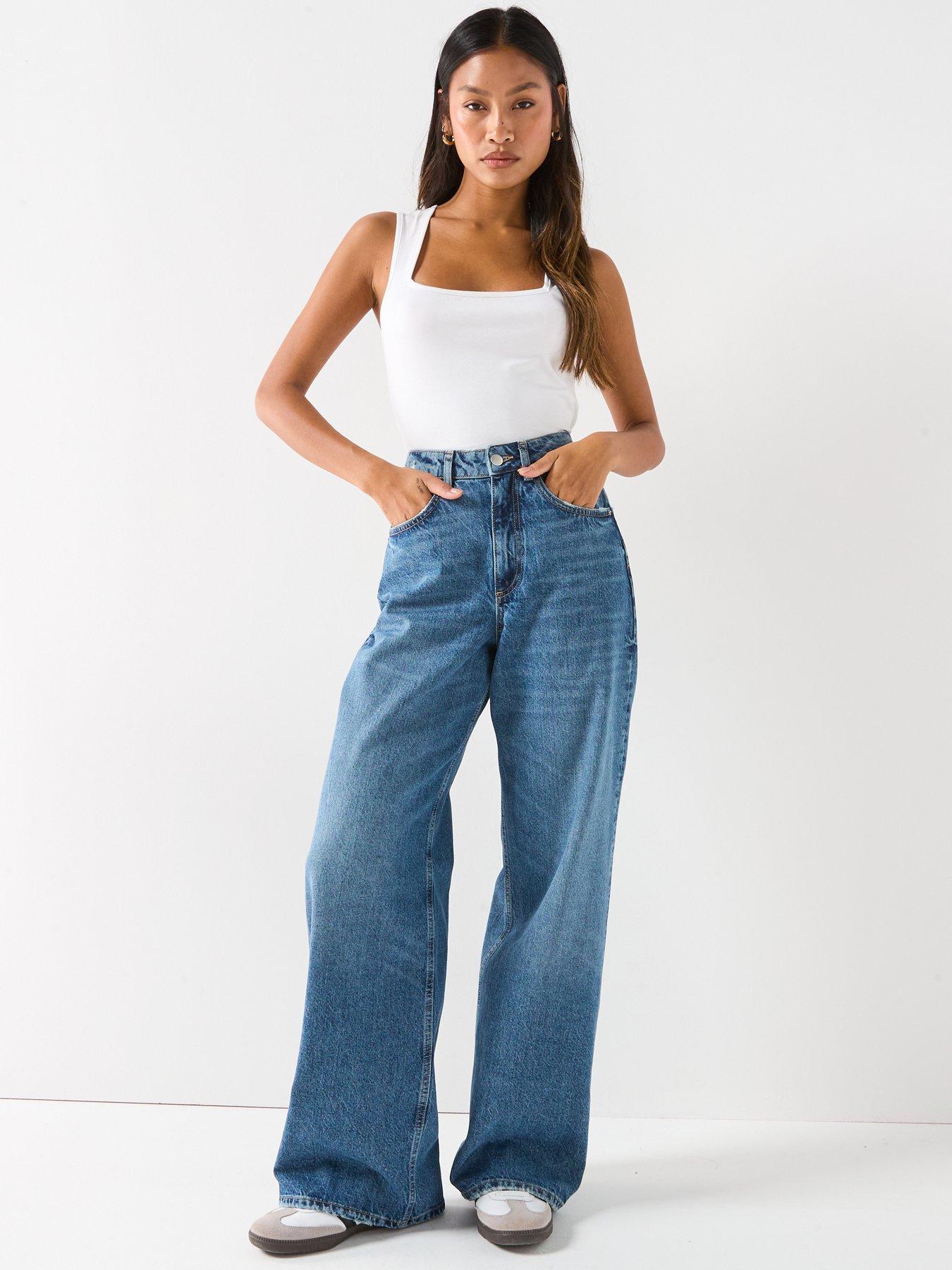 The Very Collection Authentic High Waist Wide Leg Jeans - Mid Wash ...