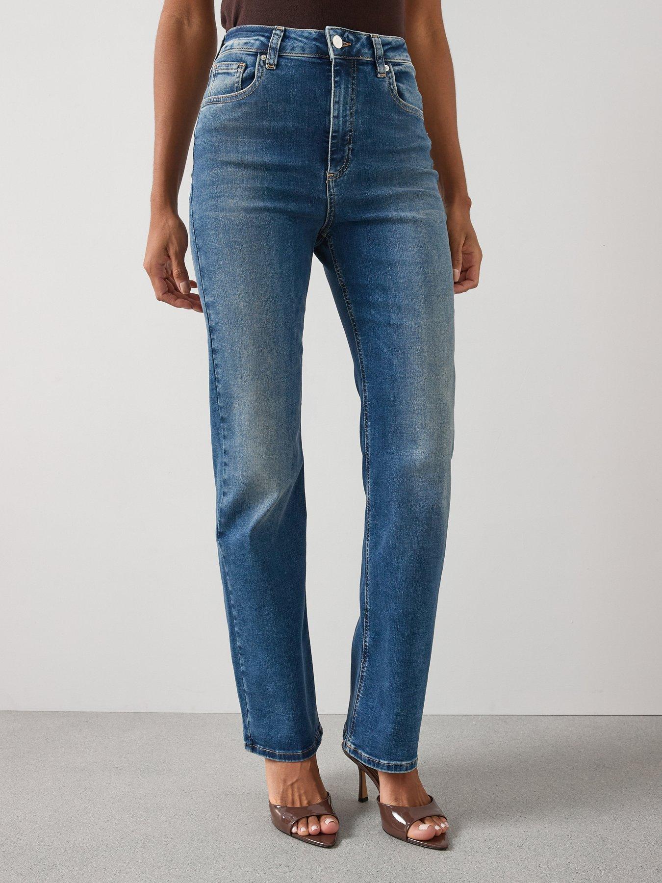 V by Very Comfort Stretch Easy Straight Jeans - Mid Wash